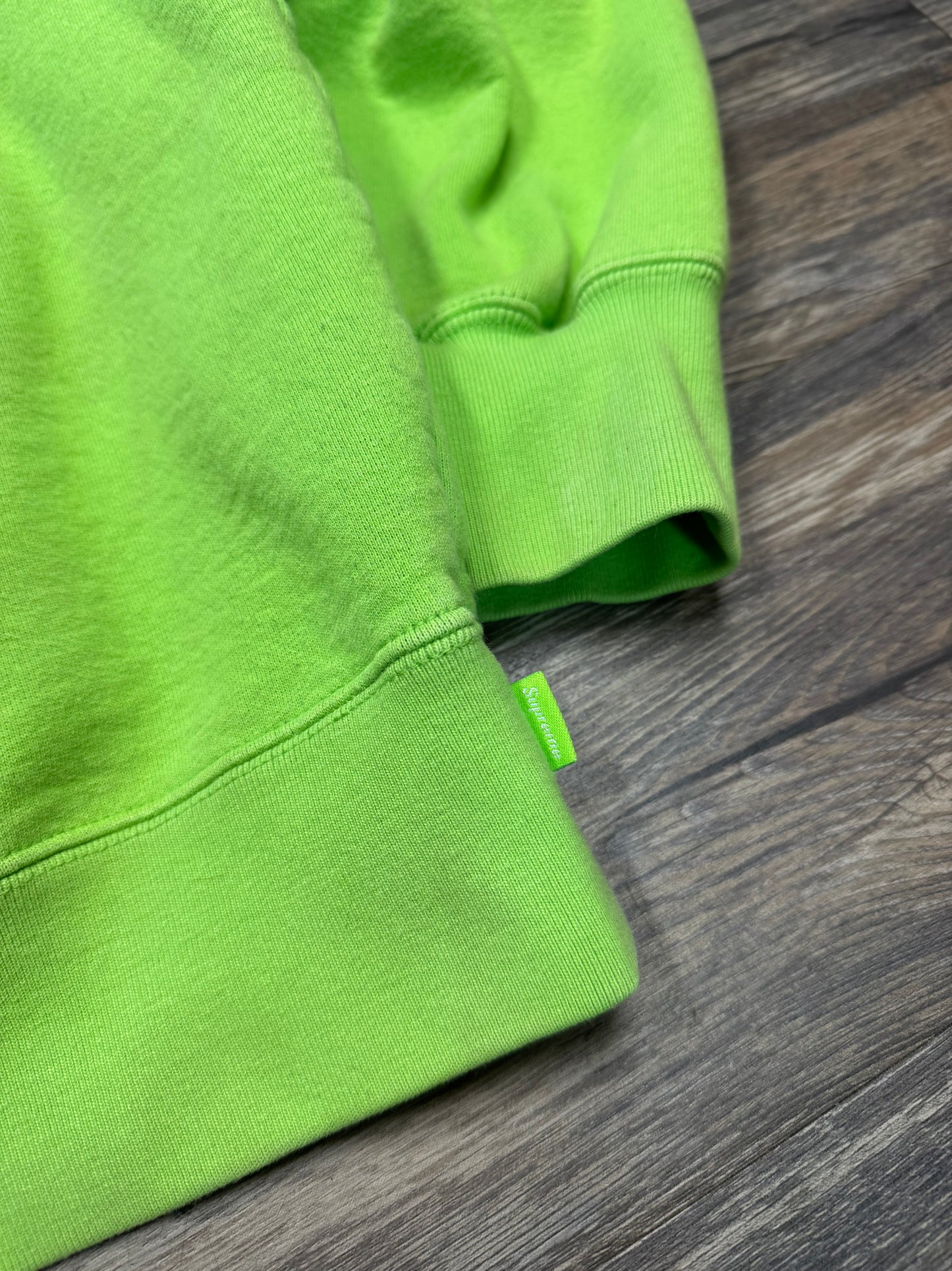 SUPREME NEON GREEN HOOD LOGO HOODIE (L)