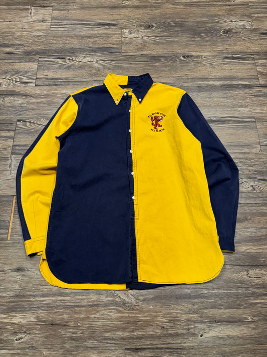POLO RALPH LAUREN RUGBY LINE COLOR BLOCKED BUTTON UP SHIRT (M)