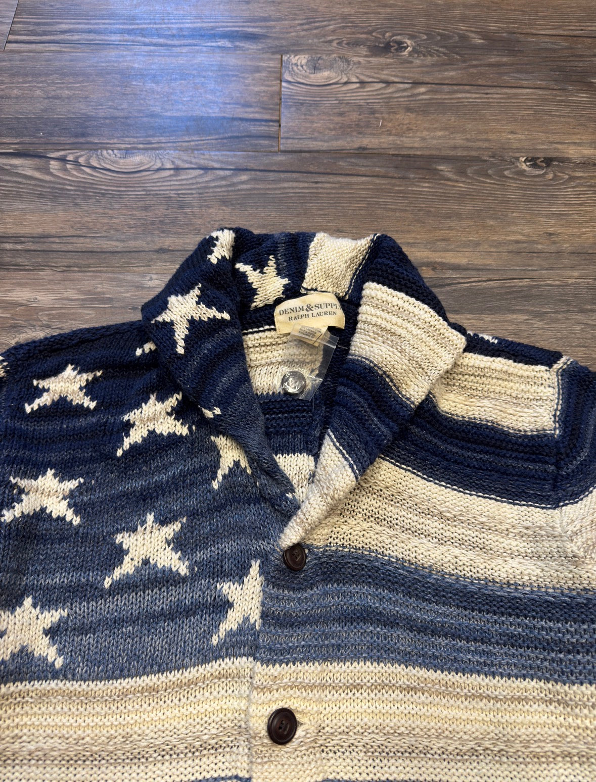 POLO RALPH LAUREN DENIM & SUPPLY AMERICAN FLAG KNIT CARDIGAN (XL)