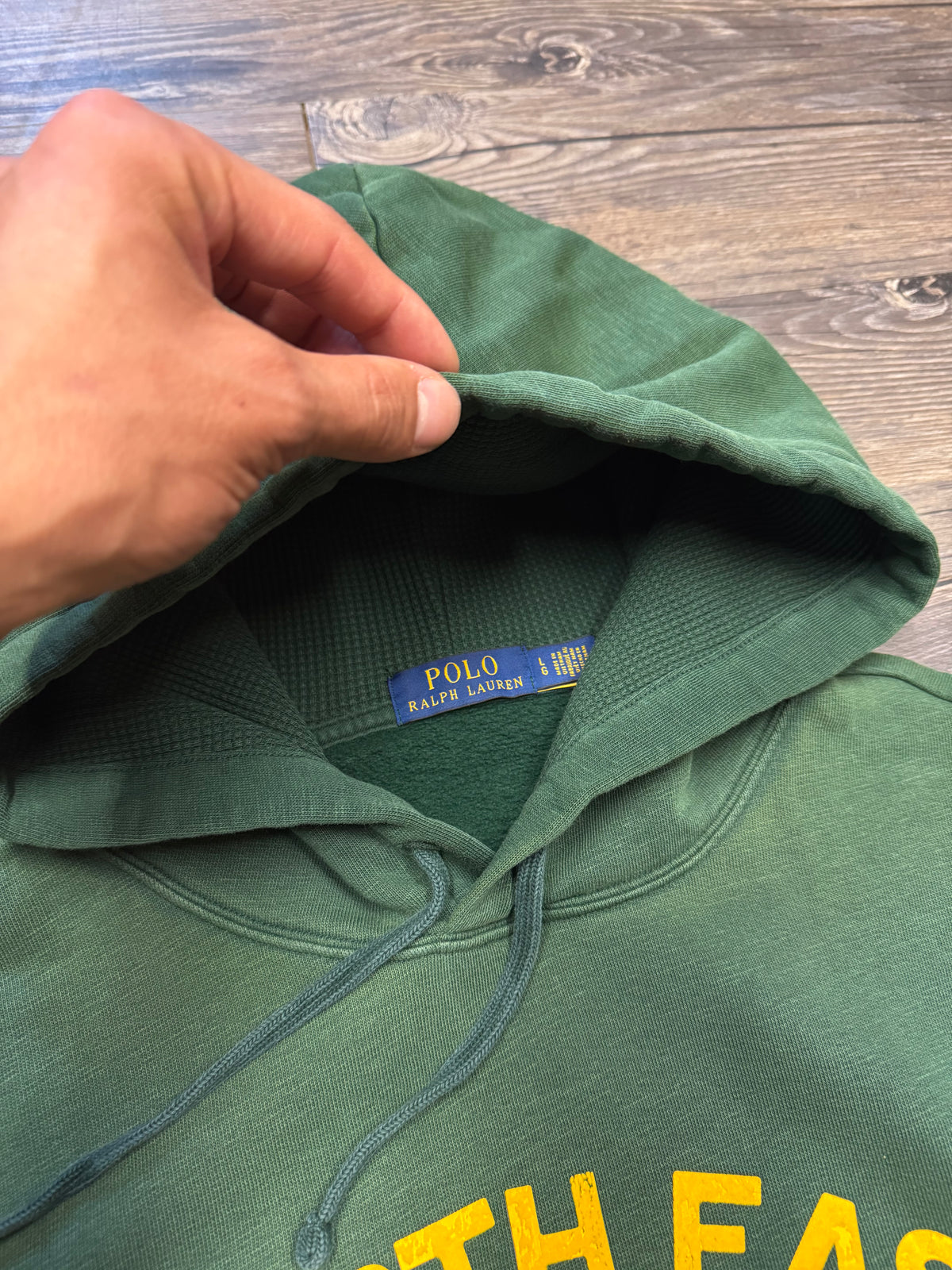 POLO RALPH LAUREN FOREST GREEN CROSS COUNTRY PULLOVER HOODIE (L)
