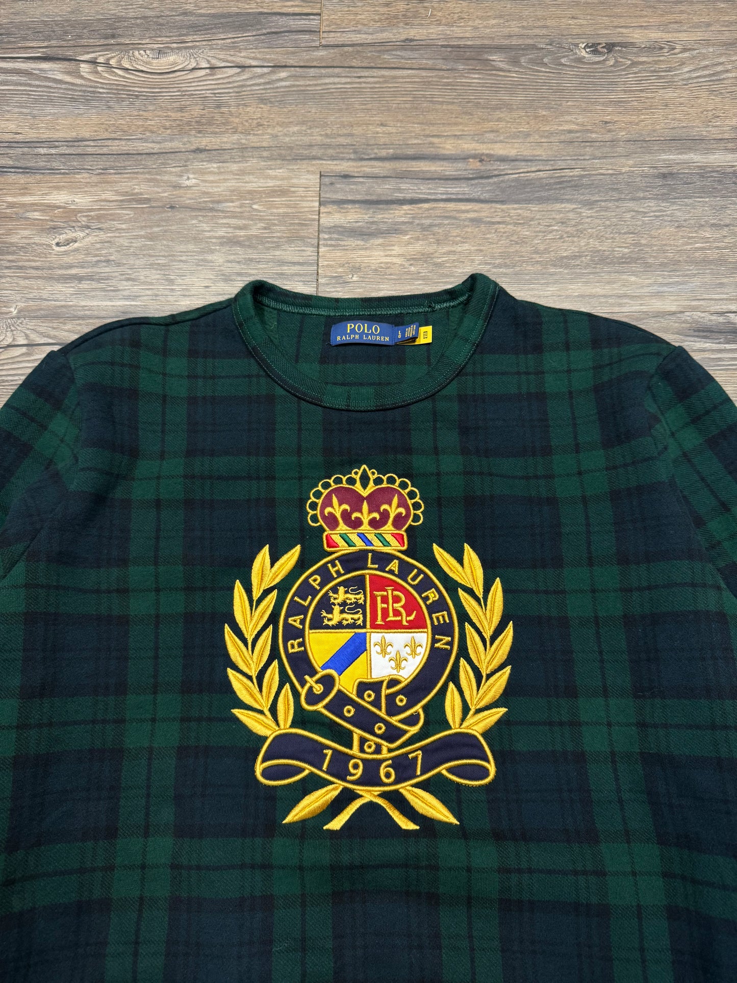 POLO RALPH LAUREN CREST TARTAN PRINT SWEATSHIRT (L)