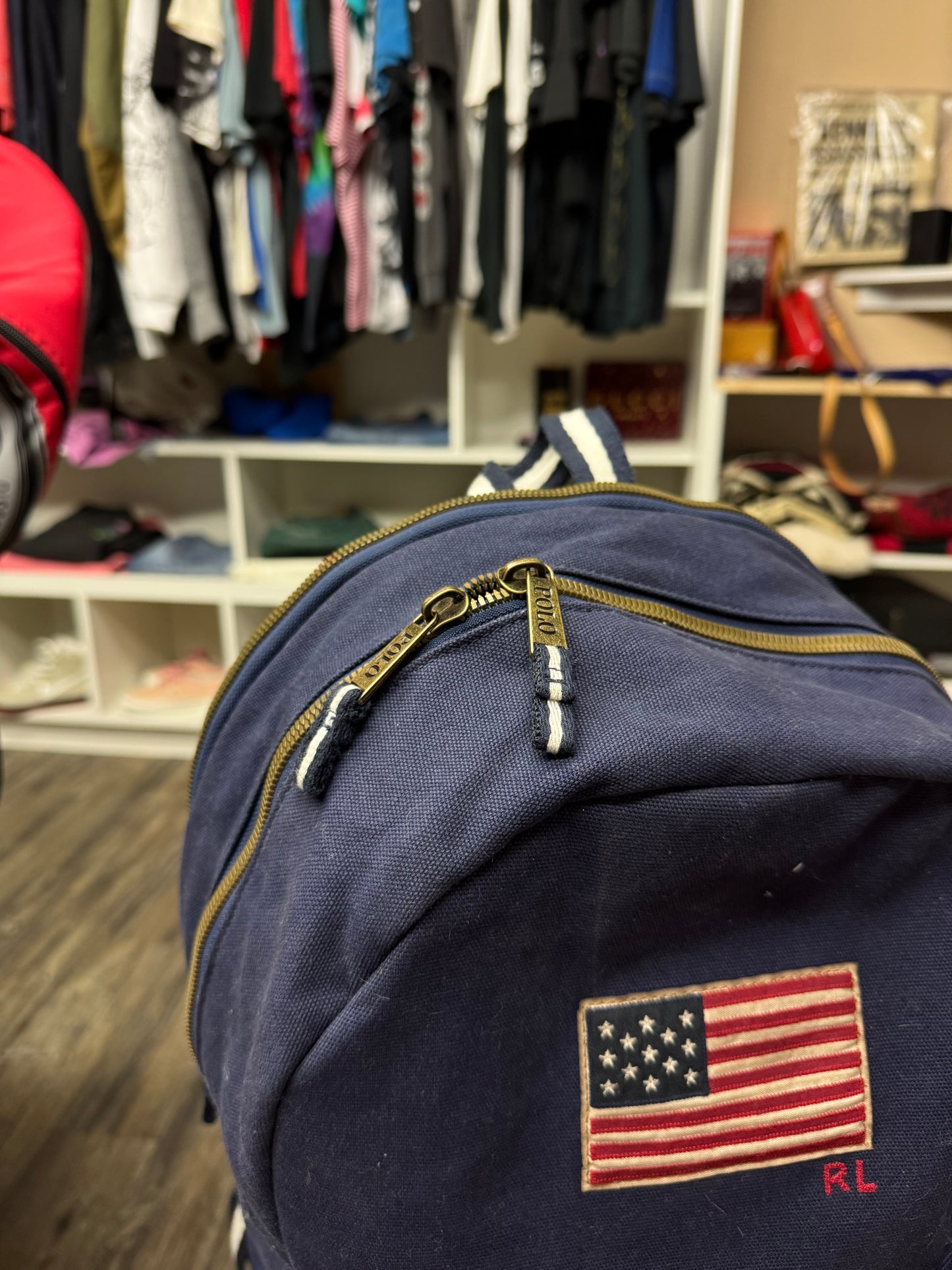 POLO RALPH LAUREN AMERICAN FLAG EMBROIDERED BACKPACK (OS)