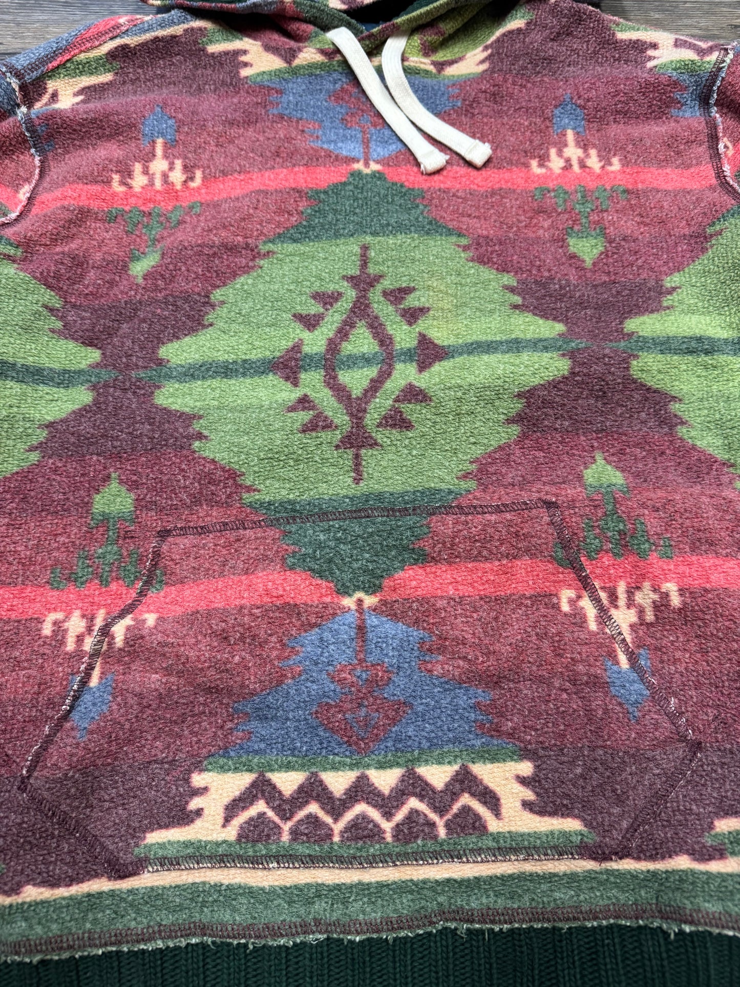 POLO RALPH LAUREN AZTEC PRINT KNIT HOODIE (M)