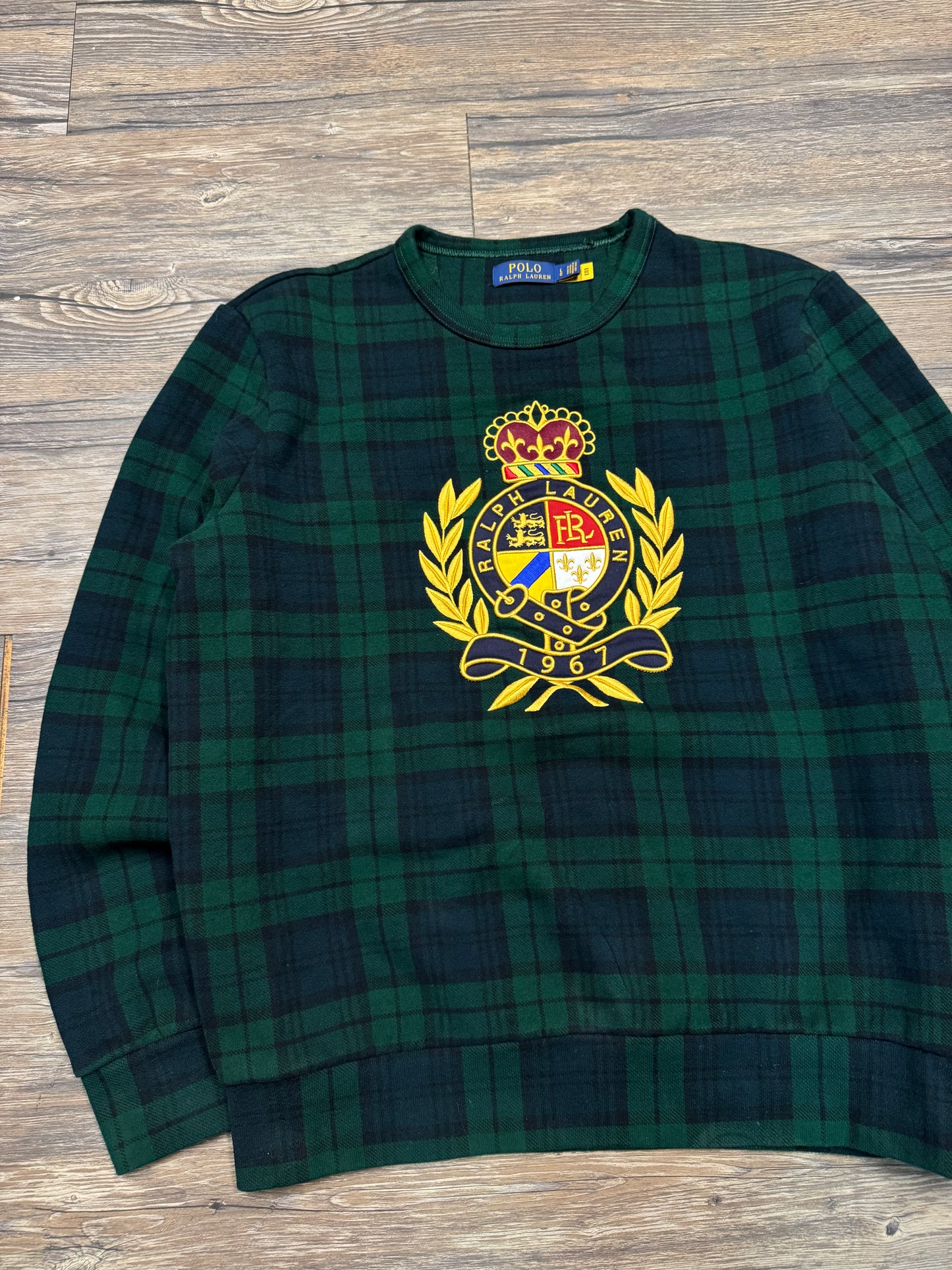 POLO RALPH LAUREN CREST TARTAN PRINT SWEATSHIRT (L)