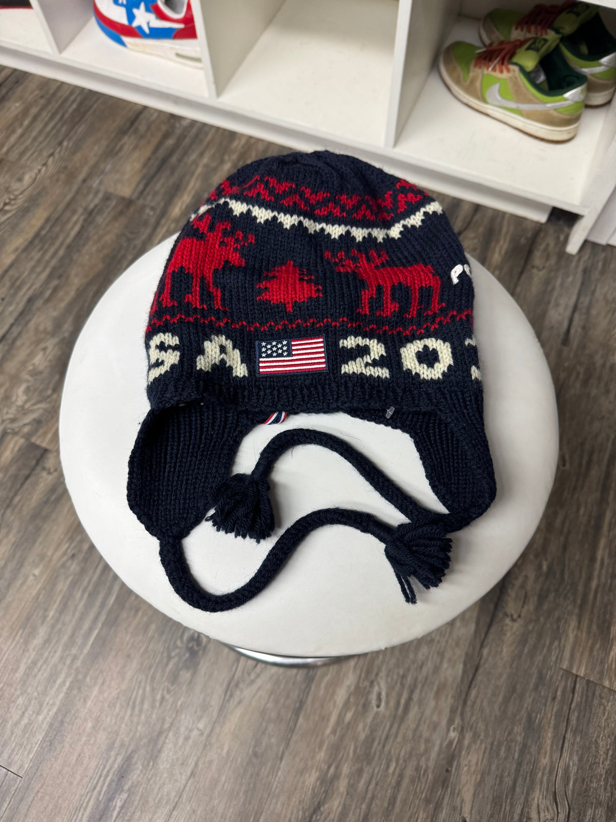 POLO RALPH LAUREN TEAM USA 2014 WOOL EAR FLAP BEANIE (L/XL)