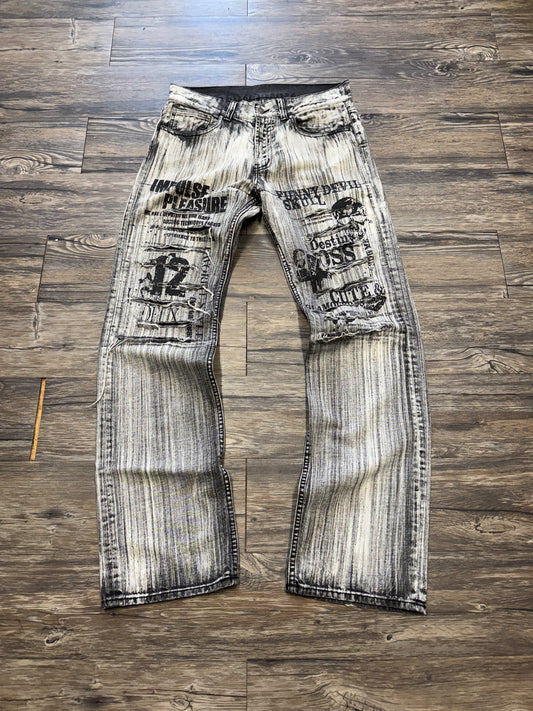 SEMANTIC DESIGN DISTRESSED SKULL PRINT JEANS (30)