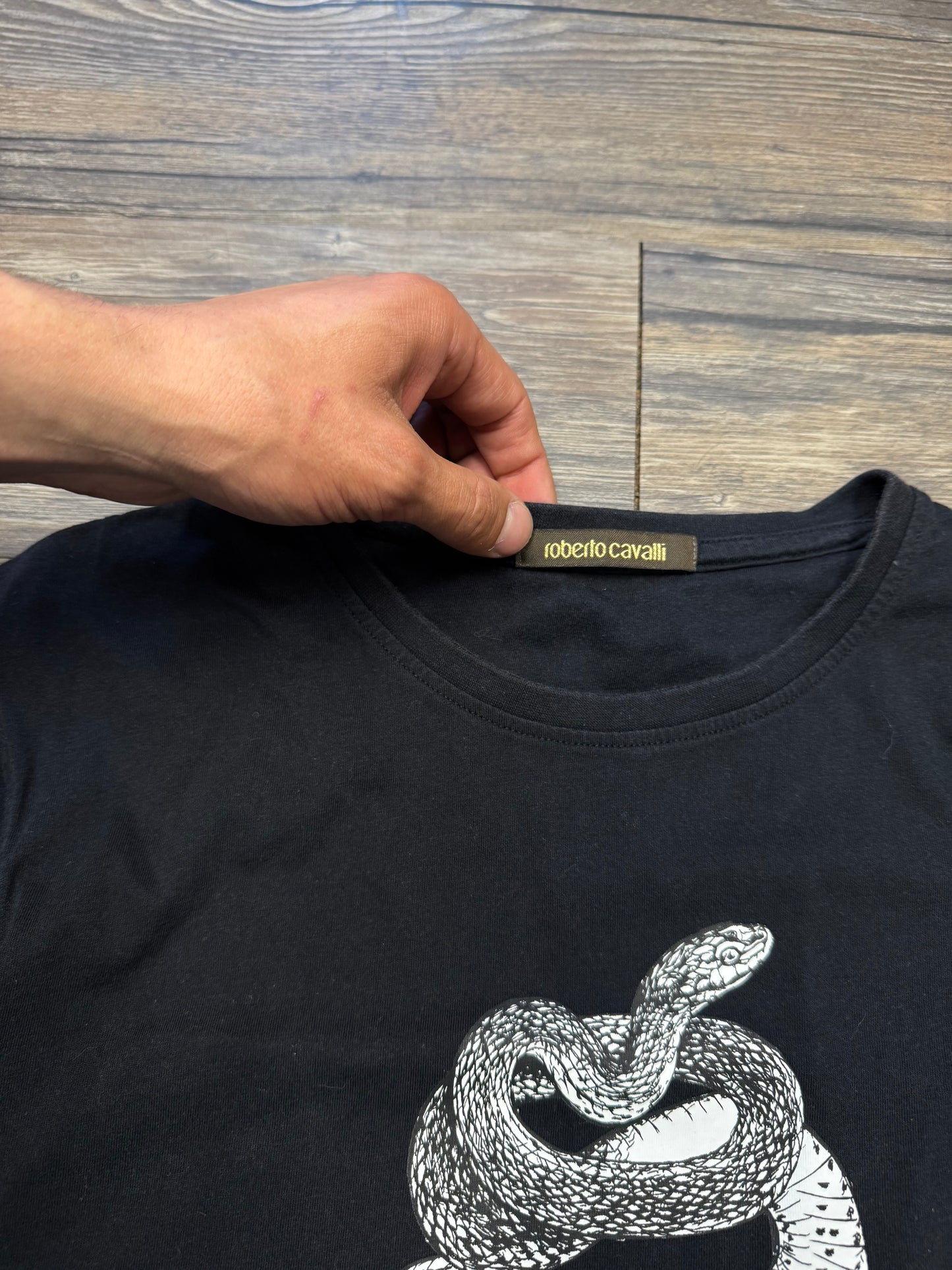 ROBERTO CAVALLI SNAKE GRAPHIC TEE (XL)