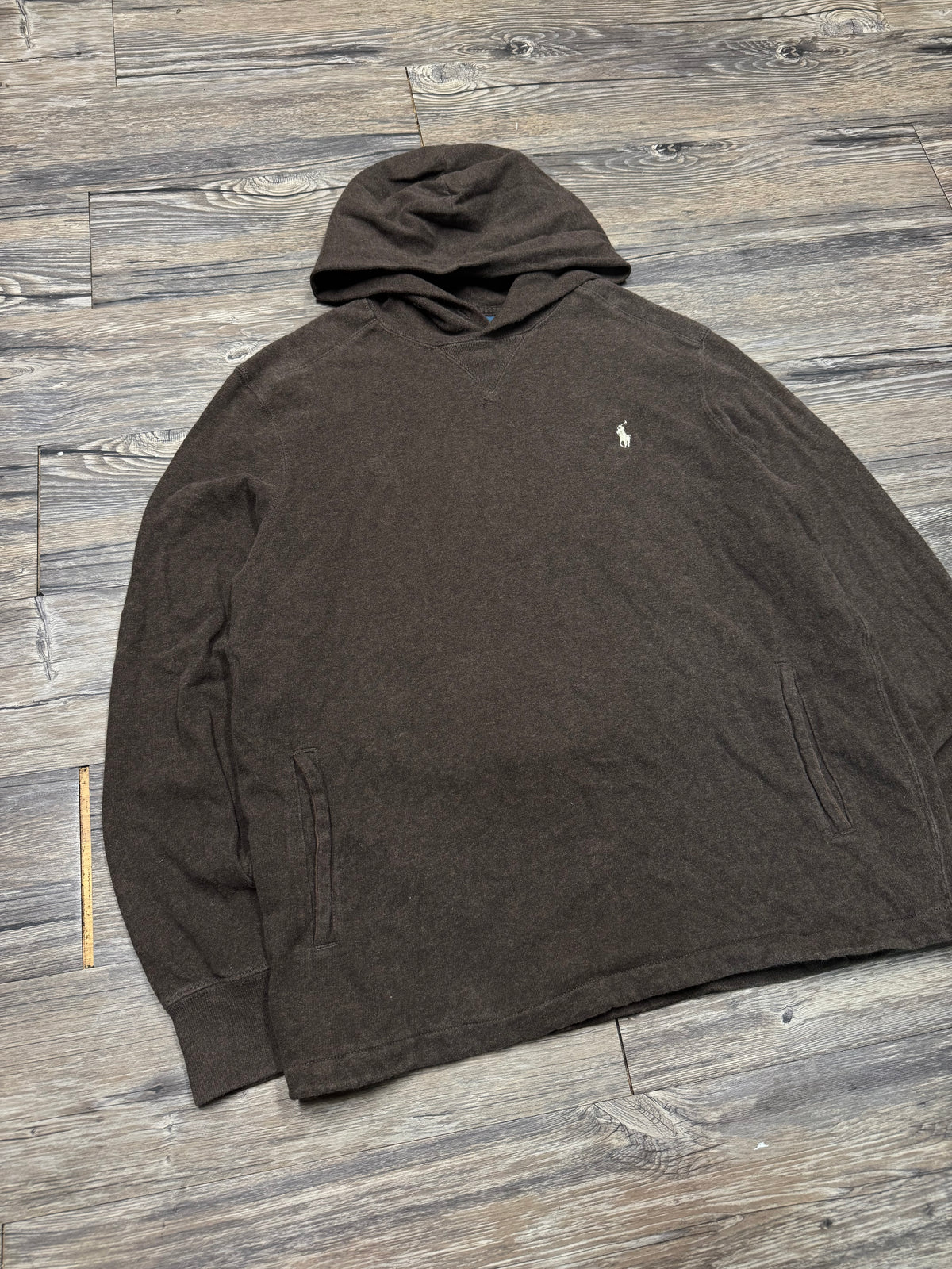POLO RALPH LAUREN THERMAL KNIT HOODIE (L)