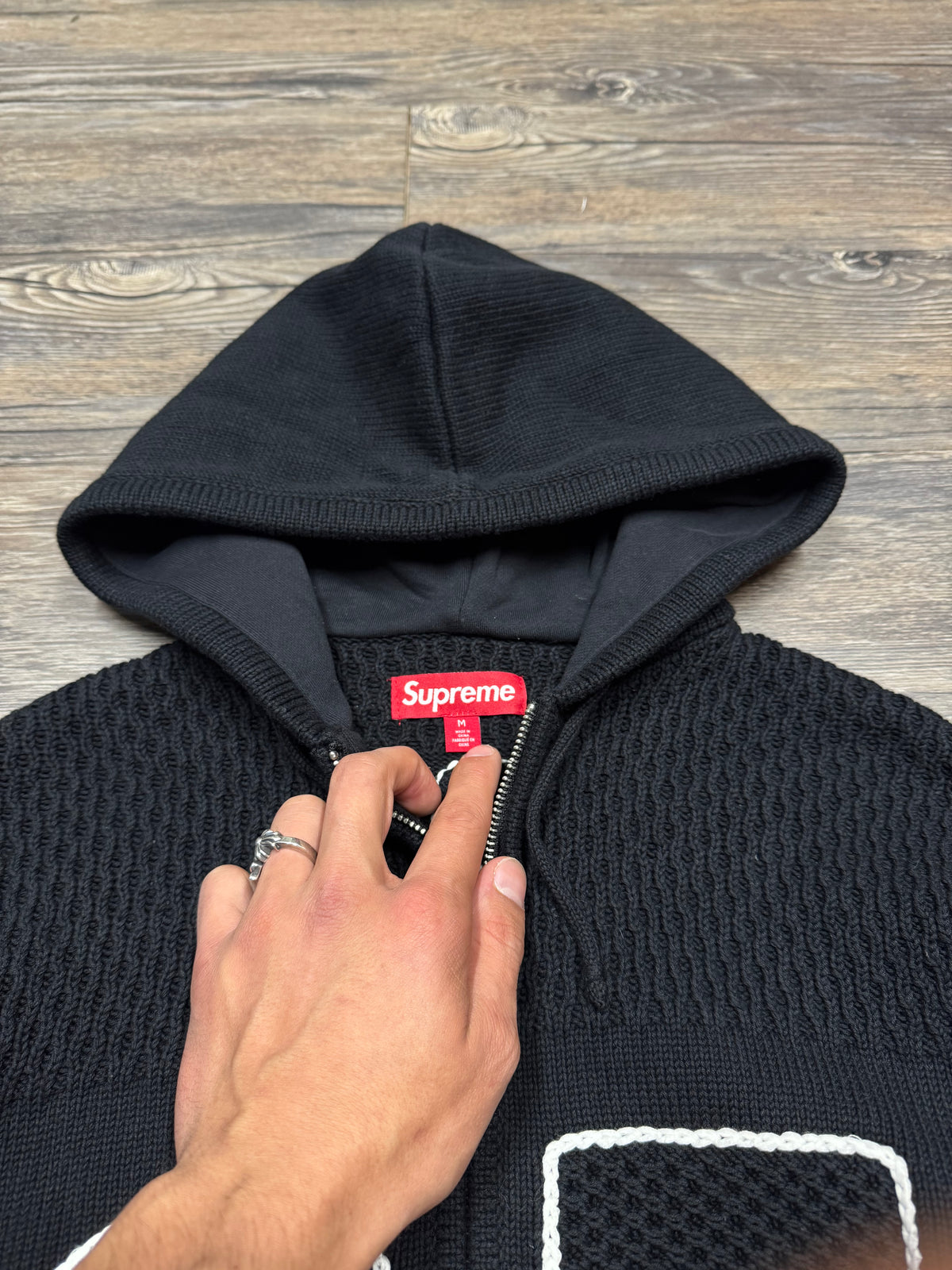 SUPREME SS/25 SPORT CROCHET ZIP-UP HOODIE (M)