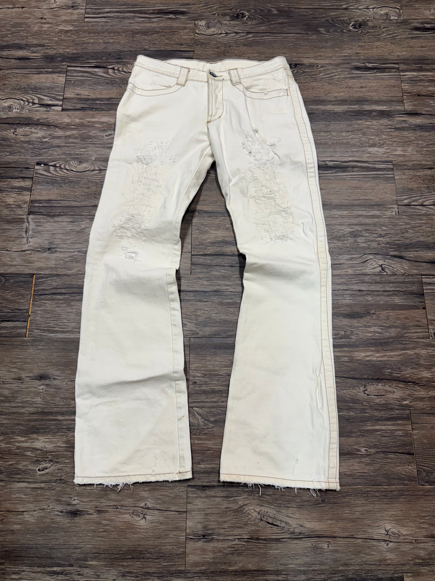 DIRK BIKKEMBERGS WHITE BOOTCUT JEANS (32)