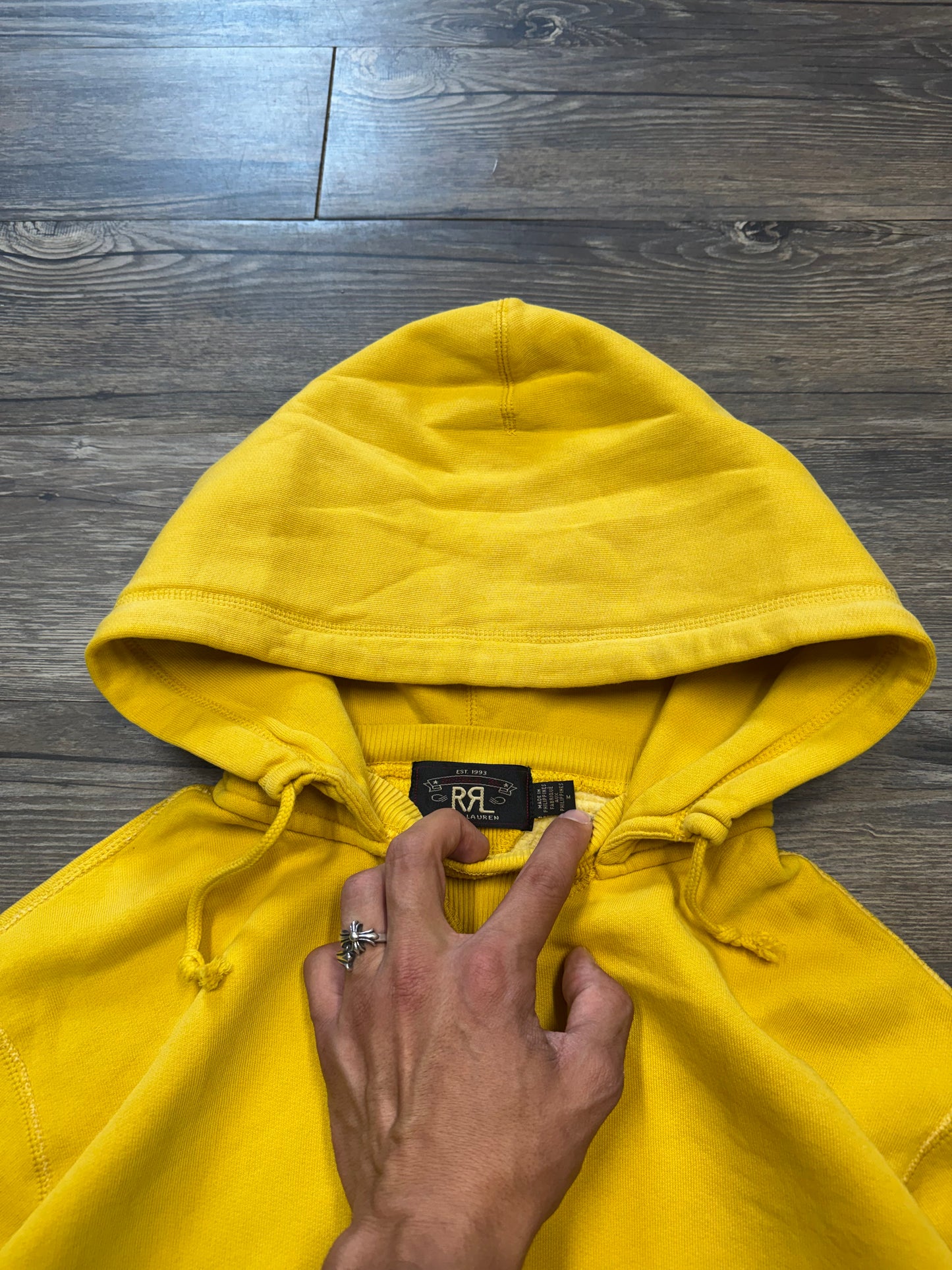 DOUBLE RL VINTAGE RUGBY NECK HOODIE (M)