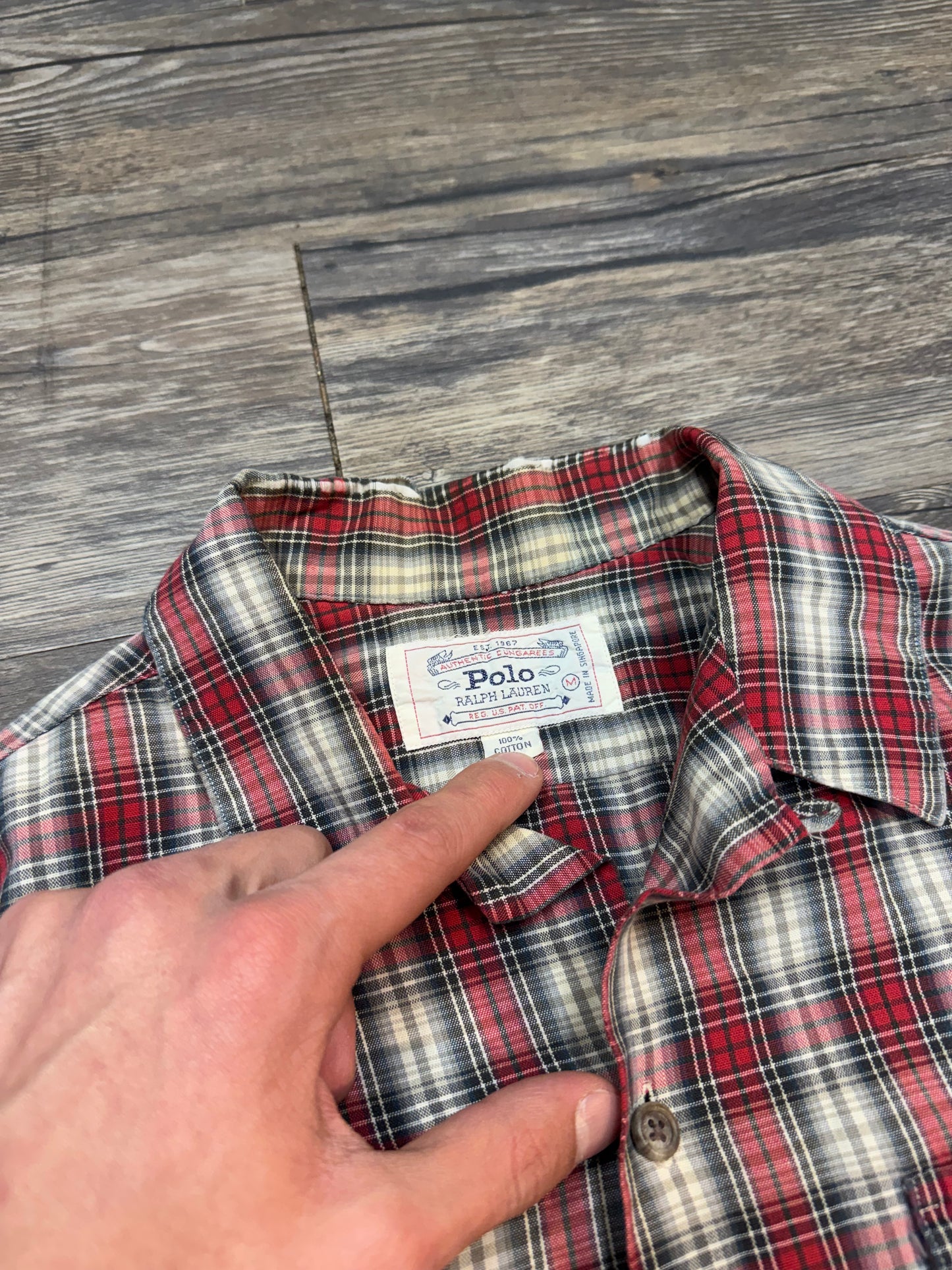 VINTAGE POLO RALPH LAUREN PLAID SHIRT (M)