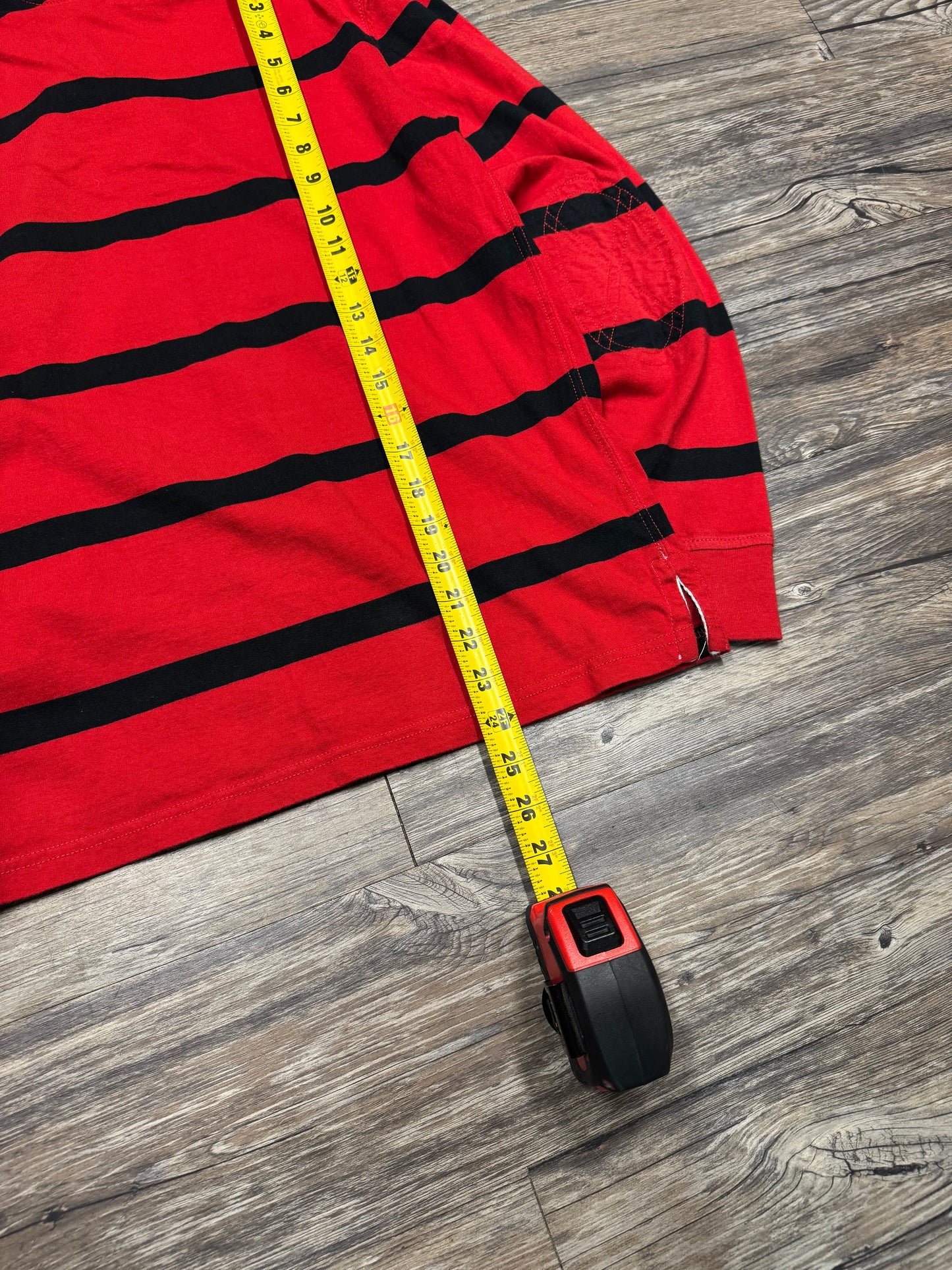 POLO RALPH LAUREN HOODED STRIPED RUGBY SHIRT (S)