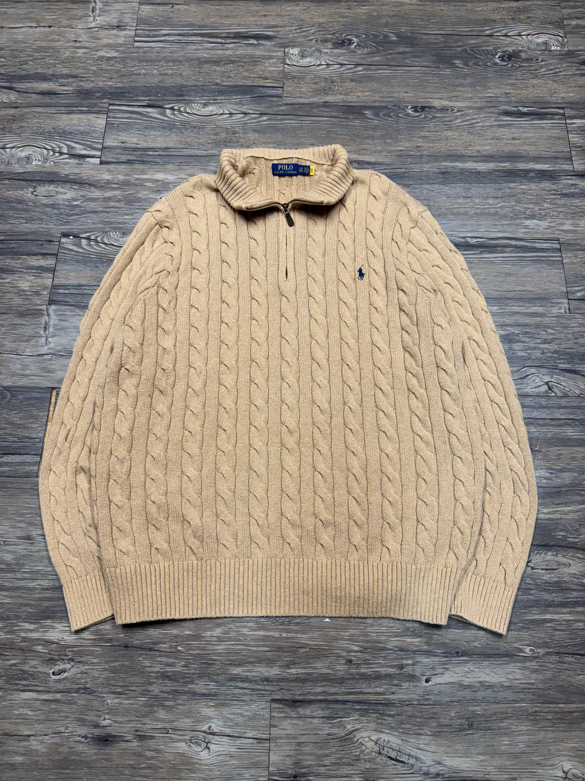 POLO RALPH LAUREN CABLE KNIT QUARTER-ZIP (XXL)