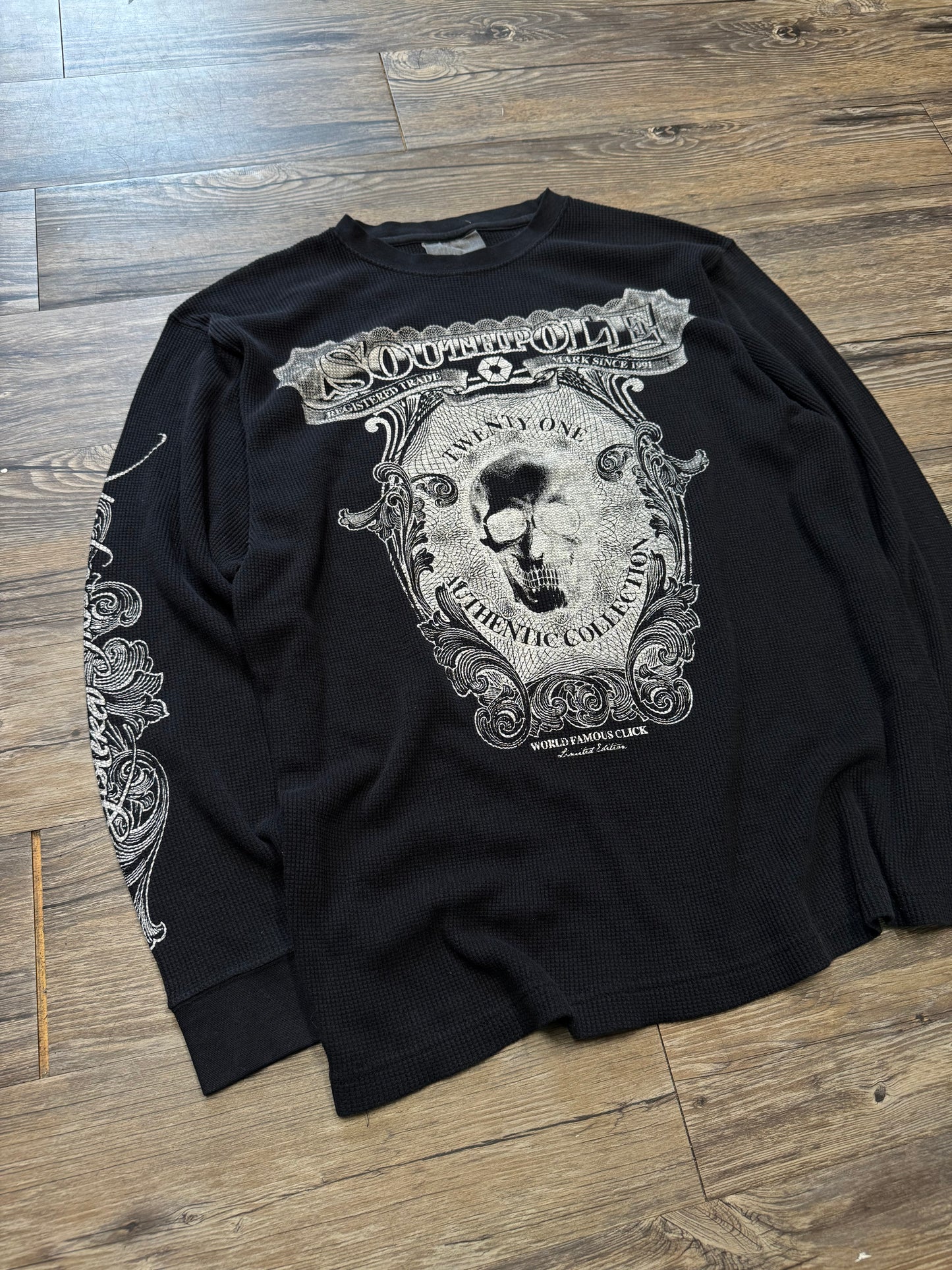 SOUTH POLE Y2K WAFFLE KNIT LONGSLEEVE T-SHIRT (L)