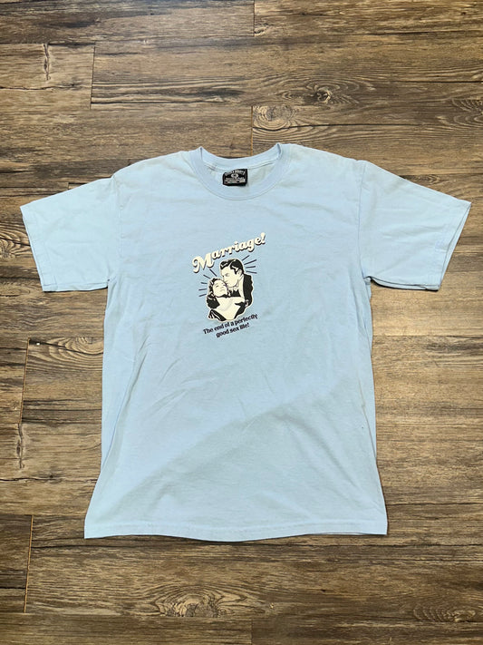 VINTAGE FUNNY MARRIAGE GRAPHIC T-SHIRT (MEDIUM)