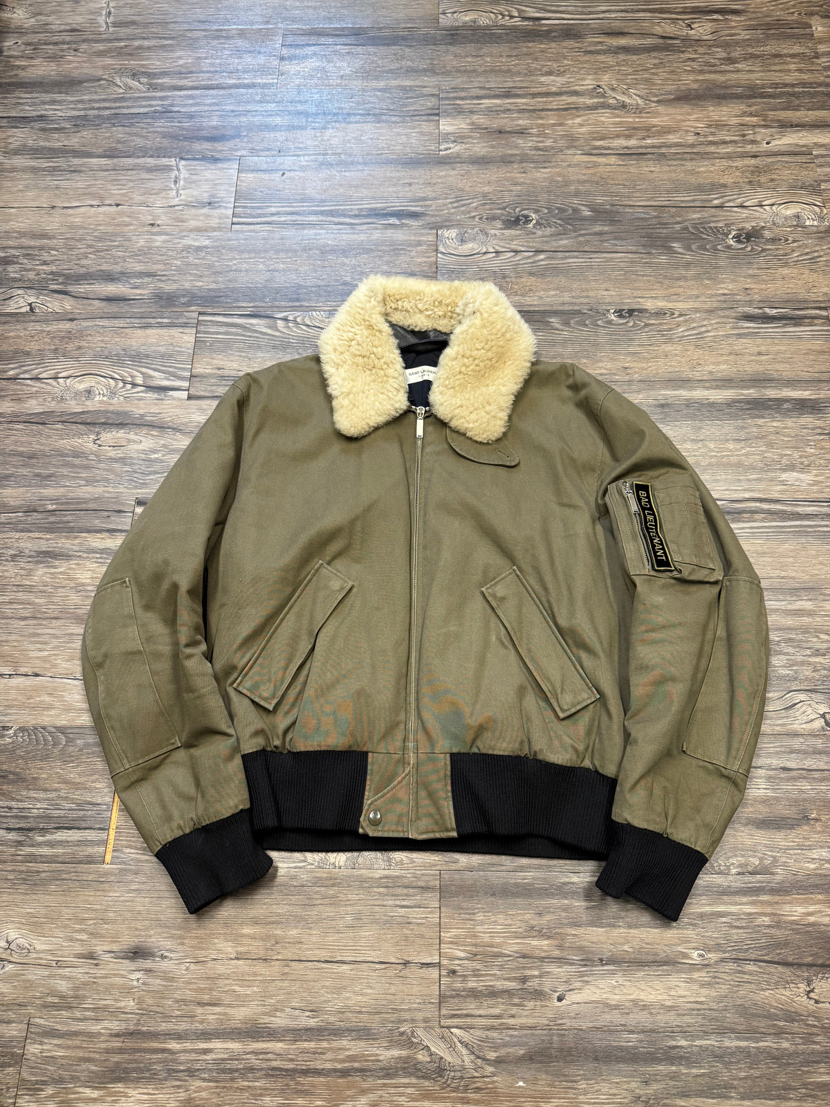 SAINT LAURENT FAUX FUR ‘BAD LIEUTENANT’ BOMBER JACKET (L)