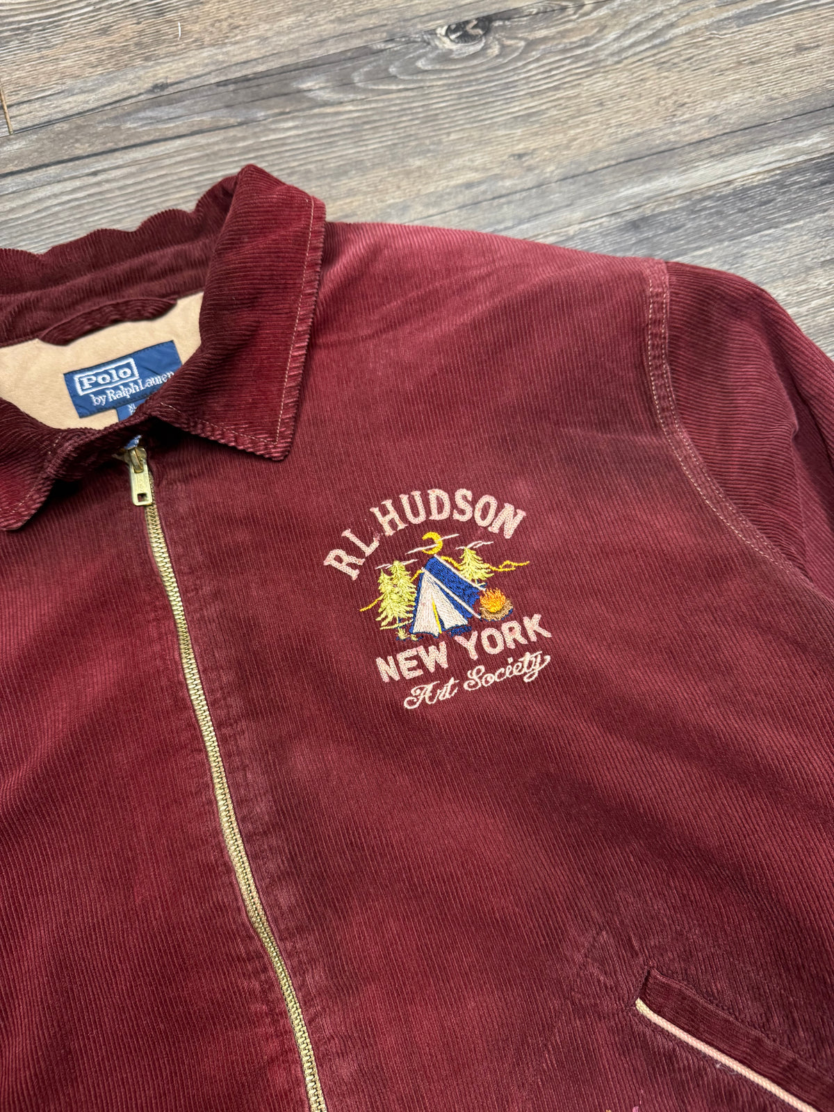 POLO RALPH LAUREN HUDSON VALLEY ART SOCIETY CORDUROY BOMBER JACKET (XL)