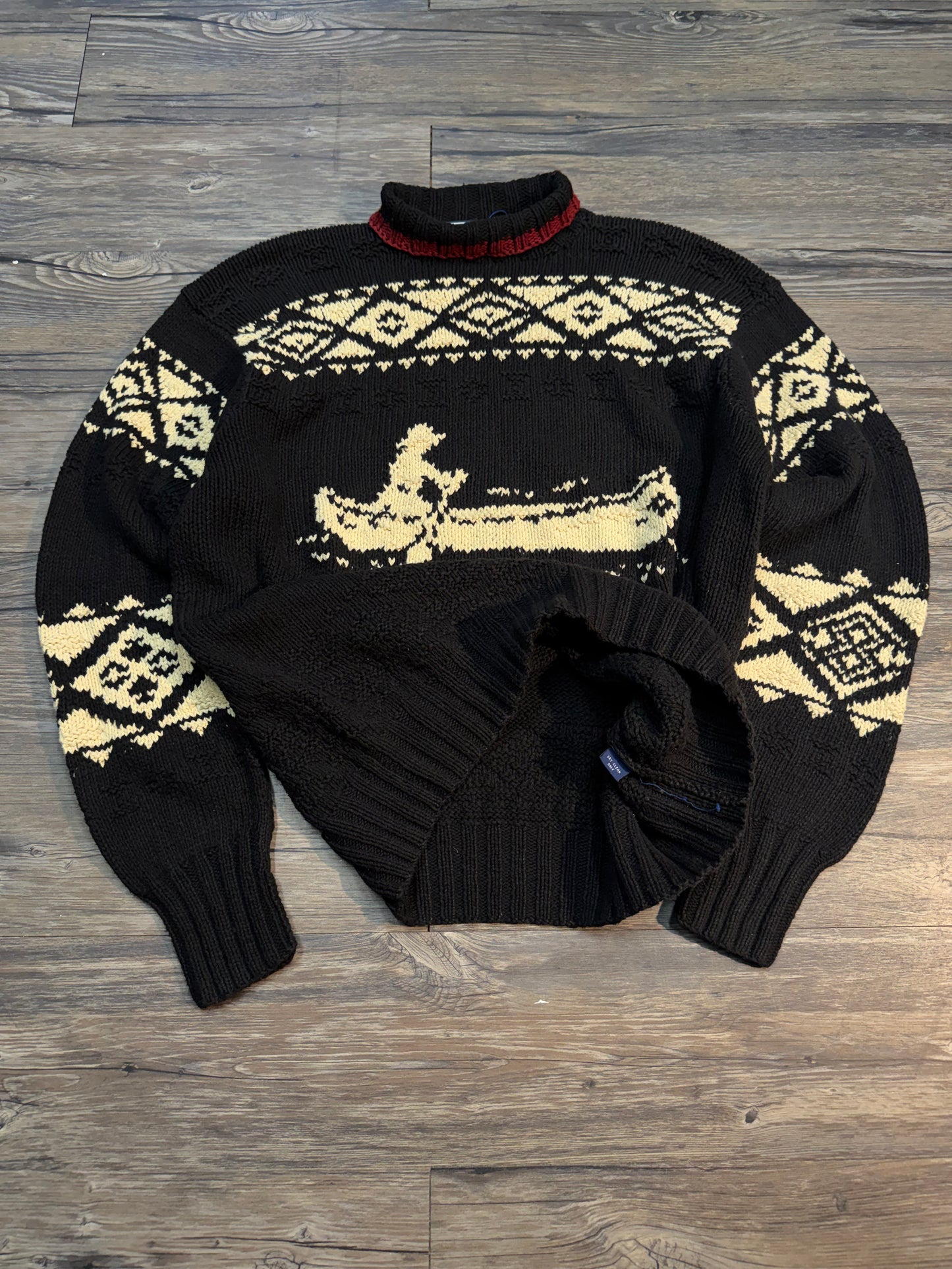 VINTAGE POLO RALPH LAUREN CANOE KNIT SWEATER (L)