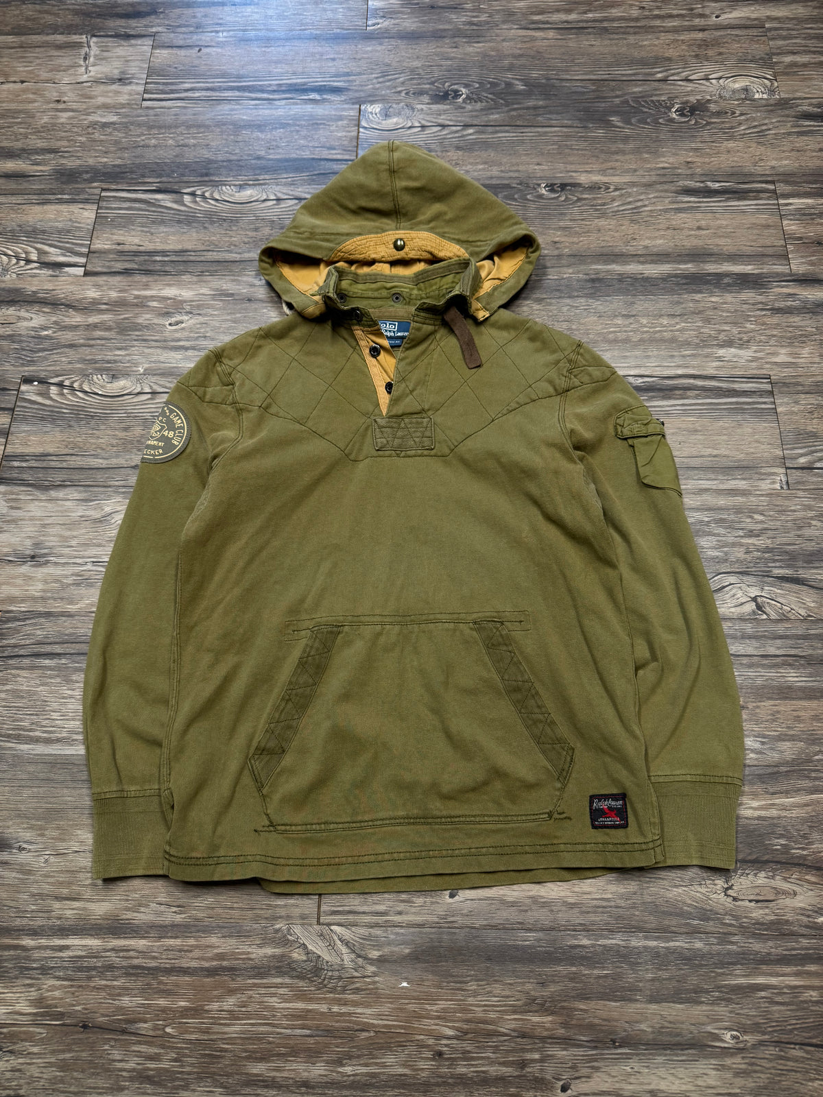 POLO RALPH LAUREN HOODED FISH & GAME RUGBY LONGSLEEVE SHIRT (S)