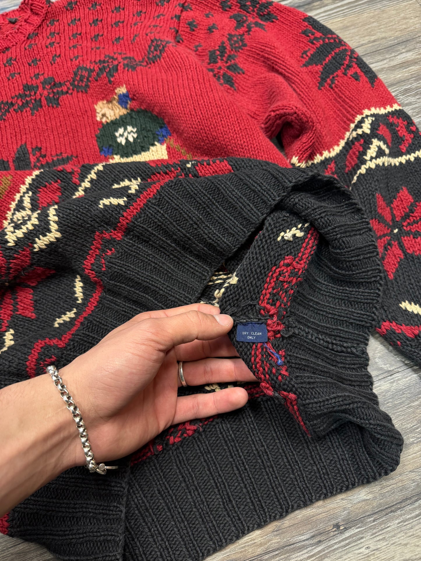 VINTAGE POLO RALPH LAUREN TWIN SKI BEARS SWEATER (XL)