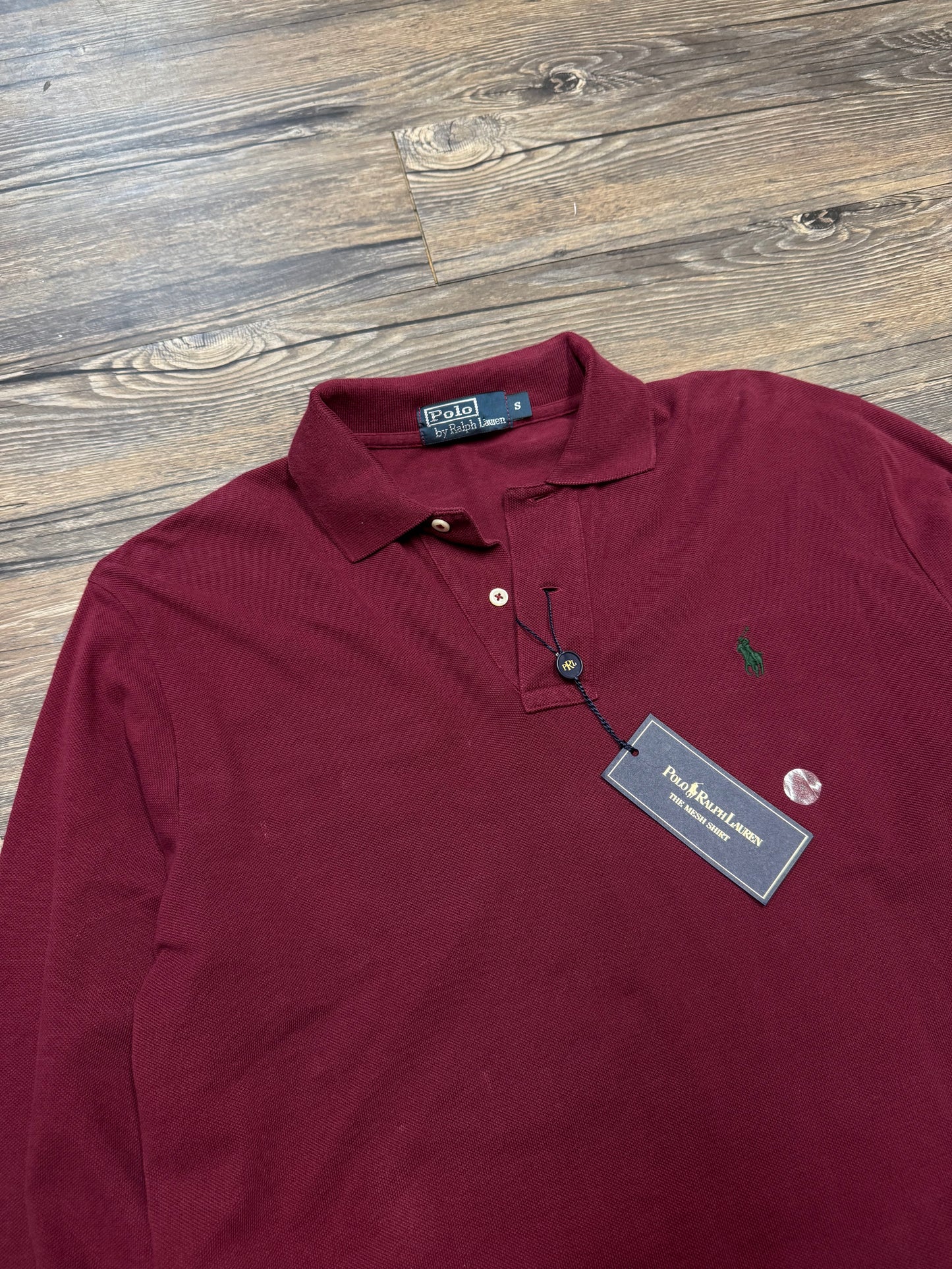 POLO RALPH LAUREN LONG-SLEEVE MAROON POLO (S)