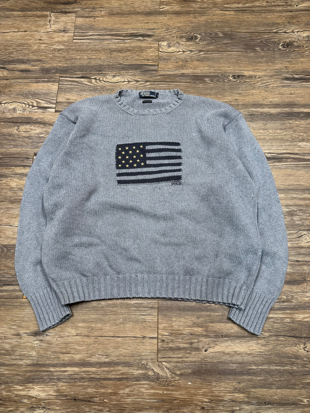 POLO RALPH LAUREN BABY BLUE AMERICAN FLAG KNIT (XXL)
