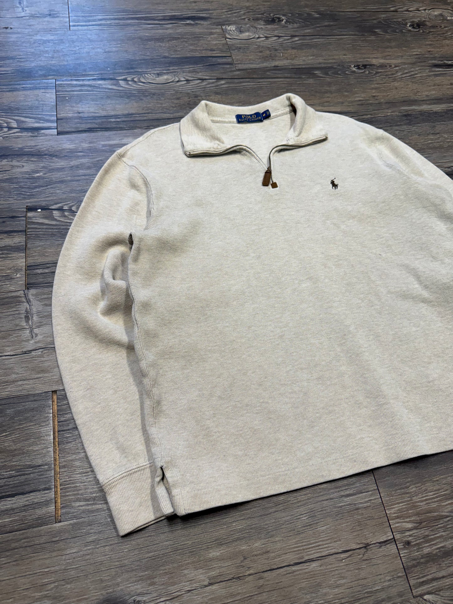 POLO RALPH LAUREN BEIGE QUARTER-ZIP (M)