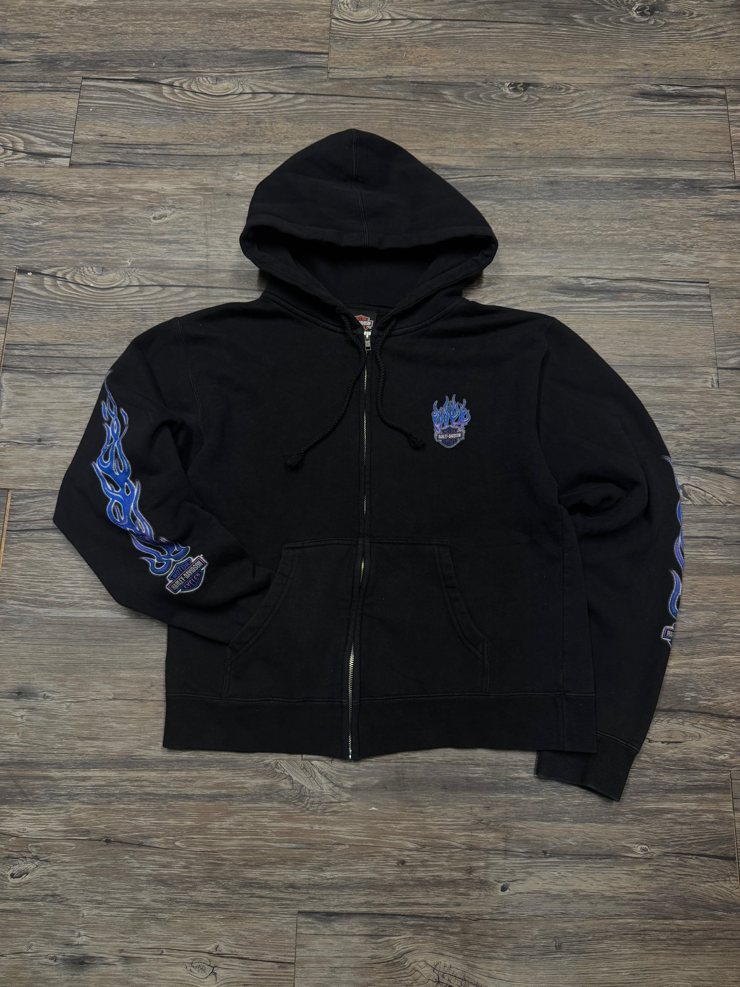 HARLEY DAVIDSON BLUE FLAMES ZIP-UP HOODIE (M)
