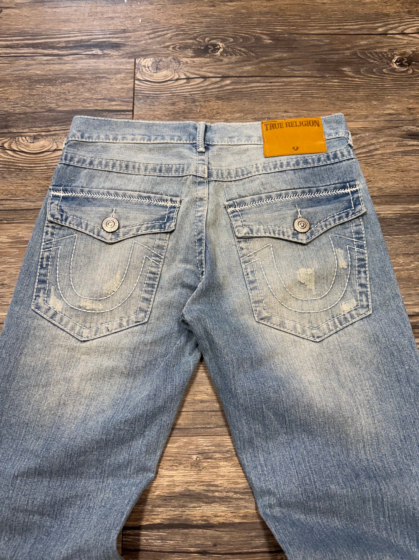 TRUE RELIGION BILLY BOOTCUT FADED & DISTRESSED JEANS (32)