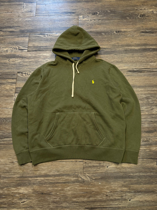 POLO RALPH LAUREN MILITARY GREEN HOODIE (L)