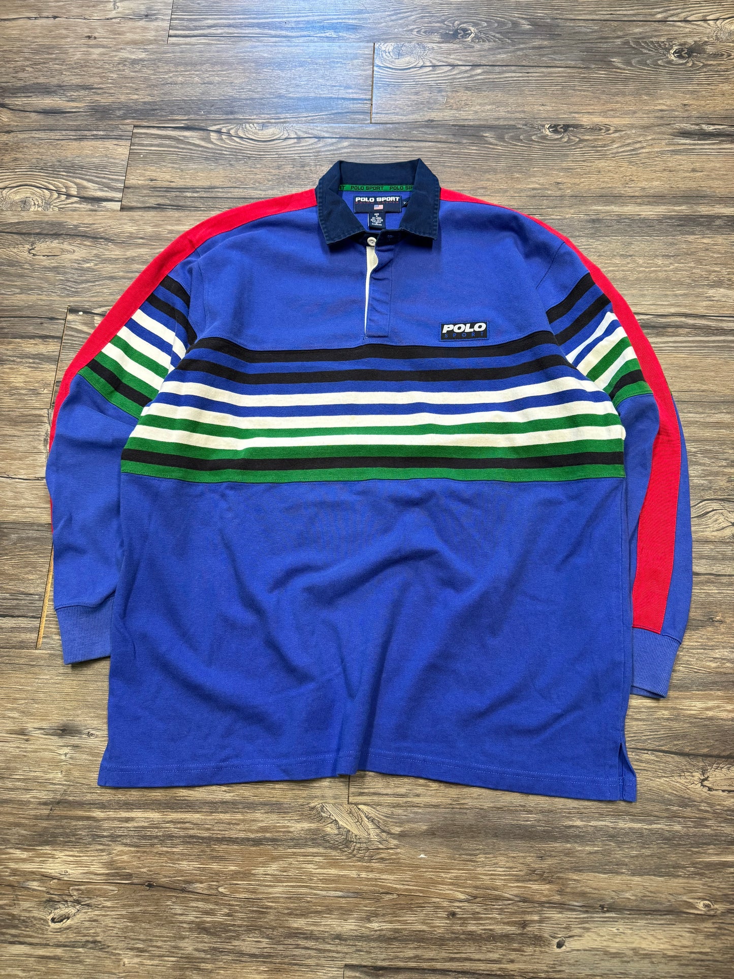 RALPH LAUREN POLO SPORT STRIPED 90s RUGBY SHIRT (L)