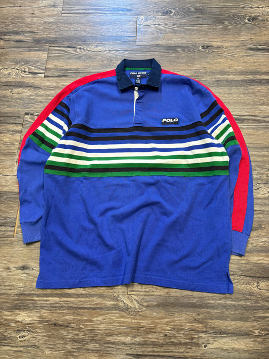 RALPH LAUREN POLO SPORT STRIPED 90s RUGBY SHIRT (L)
