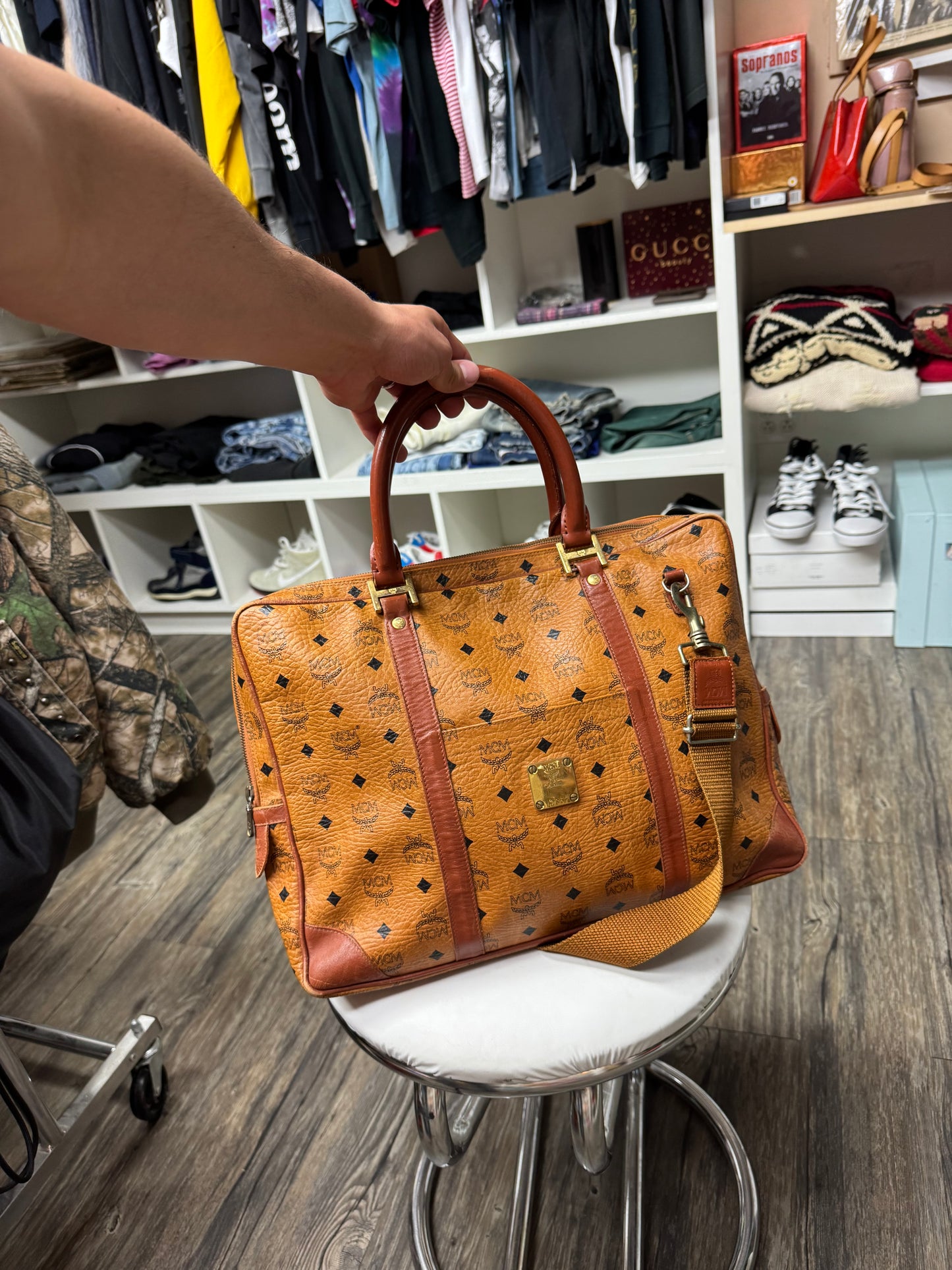 VINTAGE MCM MONOGRAM SHOULDER BAG (OS)