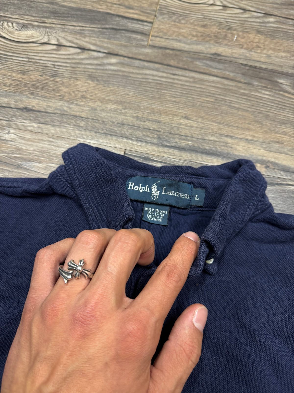 POLO RALPH LAUREN RLC COLLARED QUARTER BUTTON SHIRT (L)