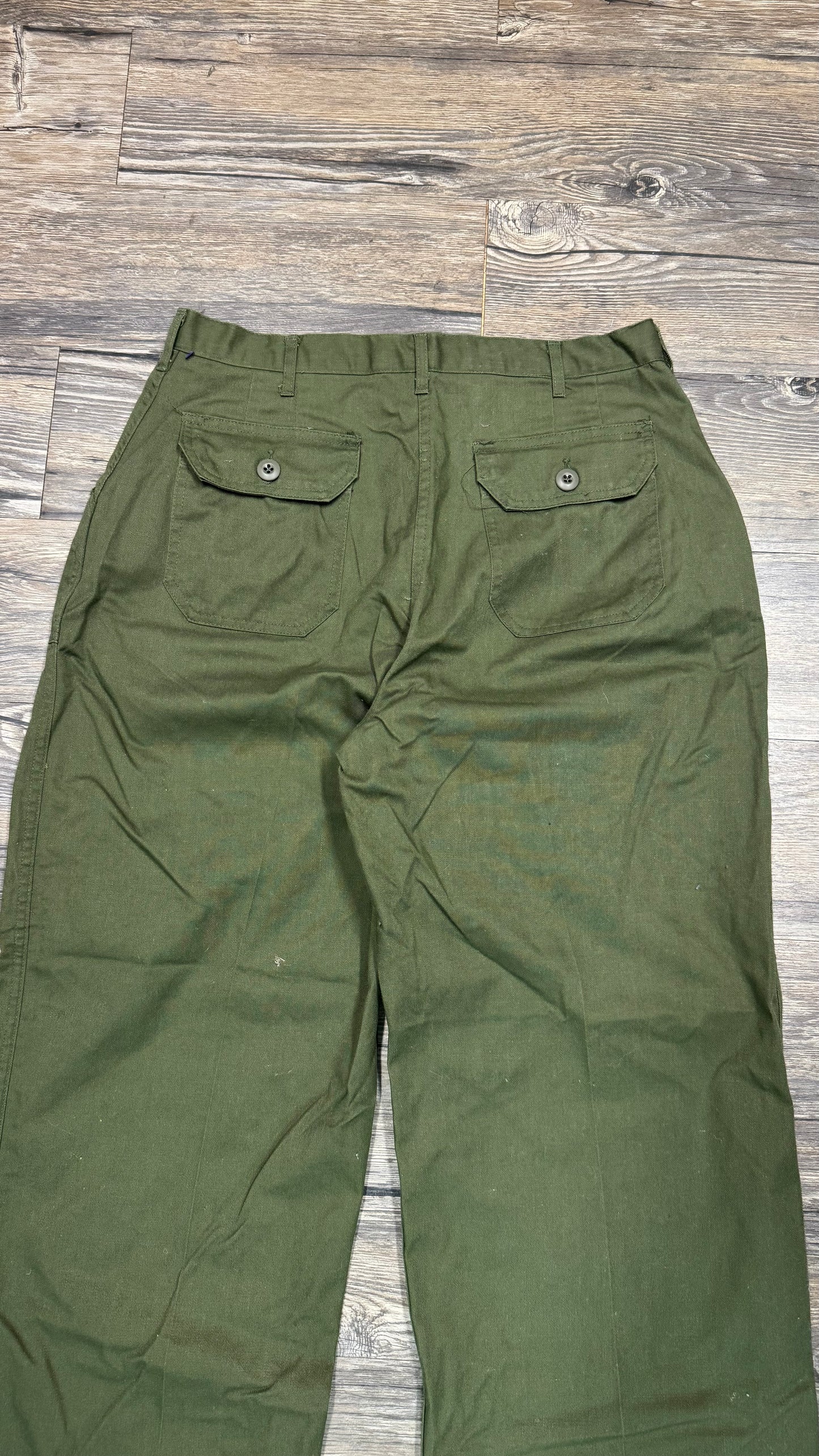 MILITARY OLIVE GREEN WORK PANTS (34x32)