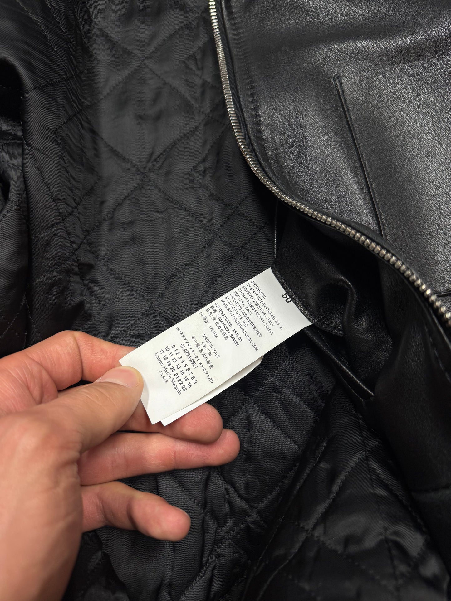 MAISON MARGIELA CALFSKIN LEATHER ZIPUP JACKET (M)