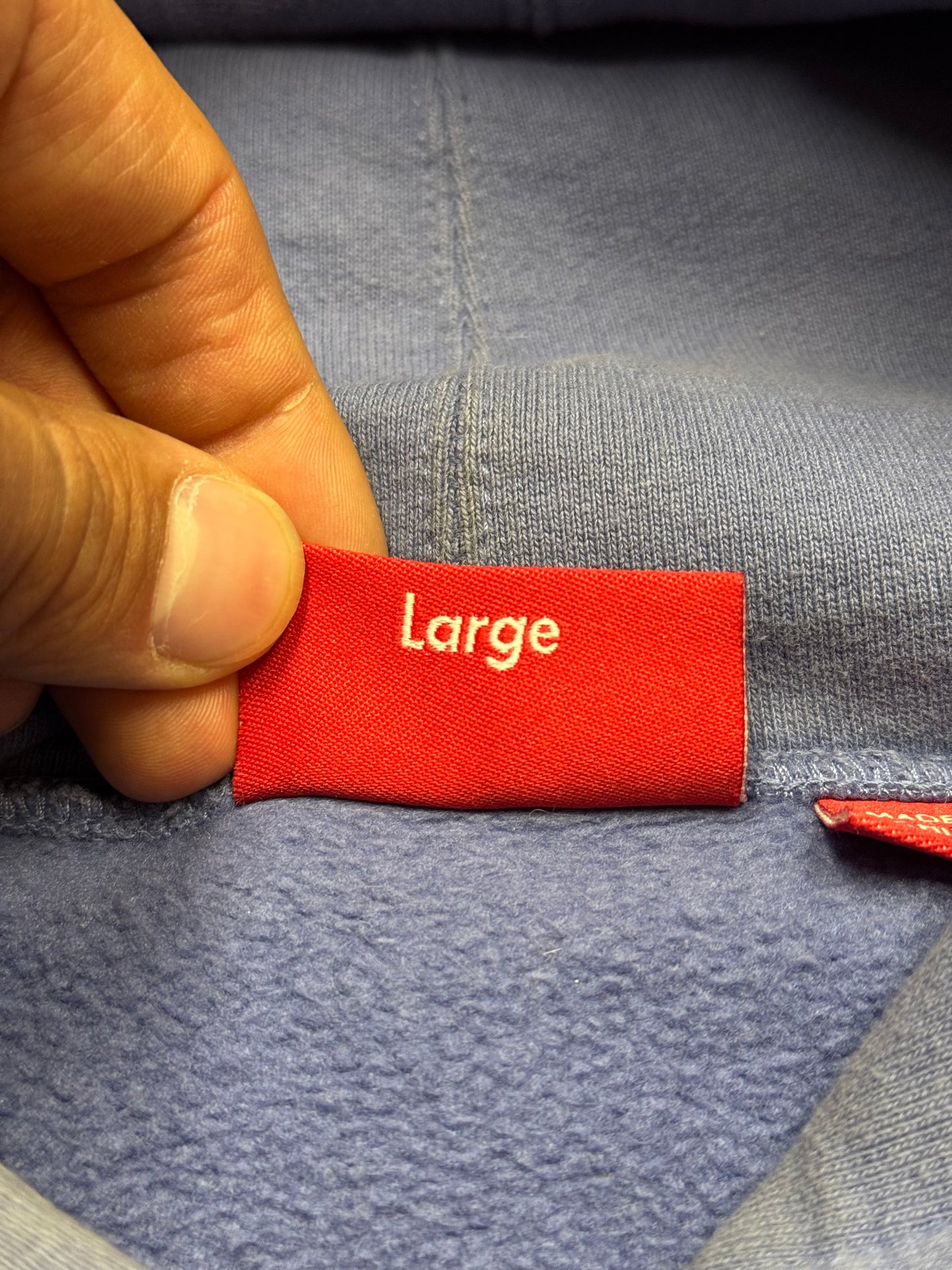 SUPREME SPIRAL PATCHES BLUE HOODIE (L)
