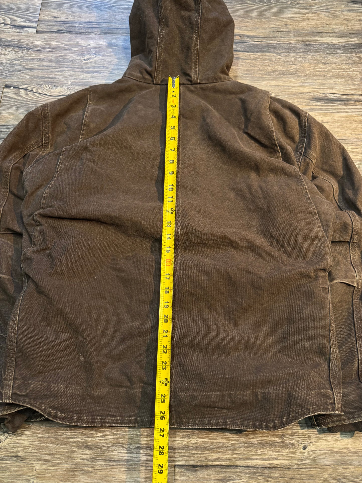 VINTAGE SHEARLING LINED HOODED CARHARTT JACKET (L)