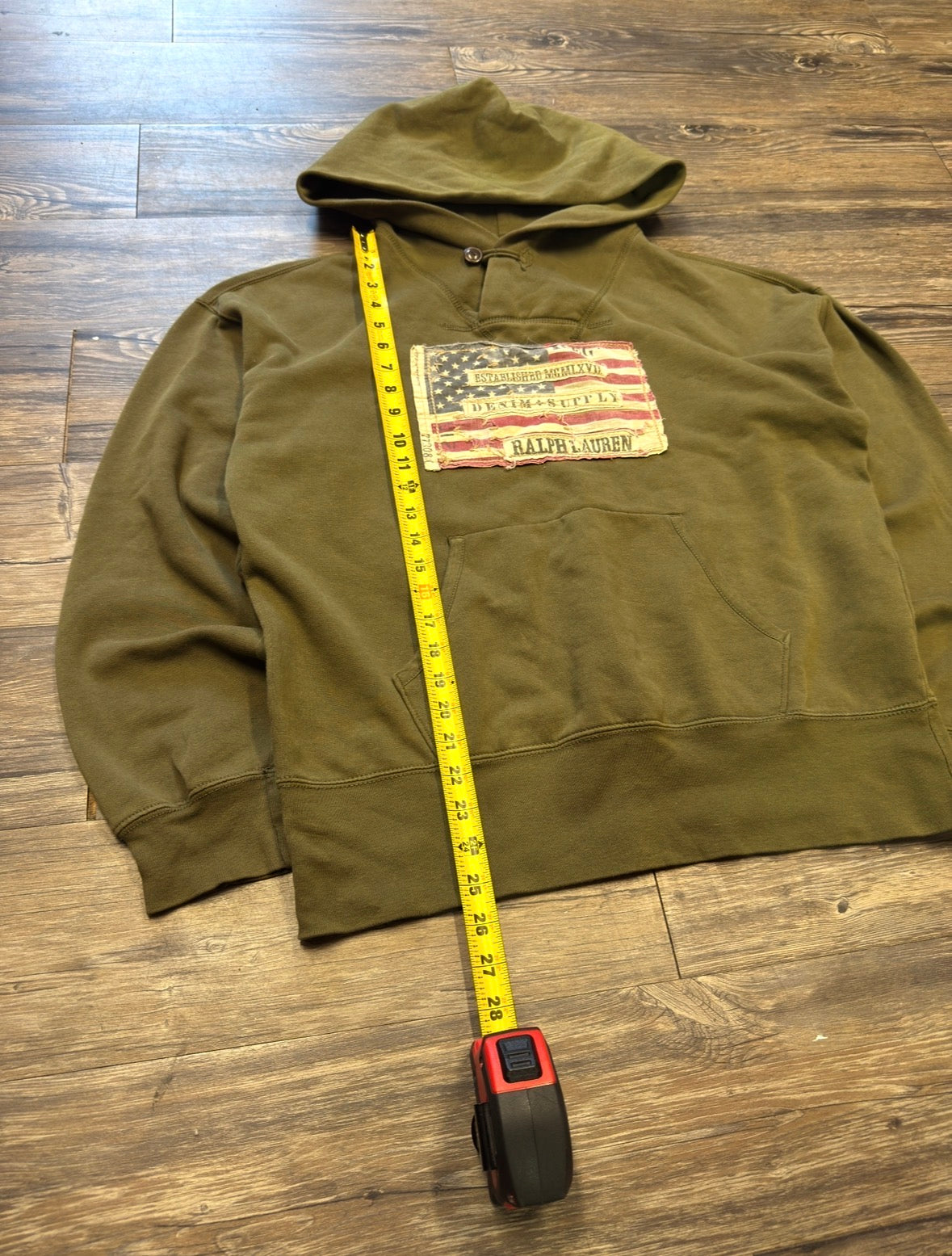 POLO RALPH LAUREN DENIM & SUPPLY OLIVE GREEN SCUBA HOODIE (M)