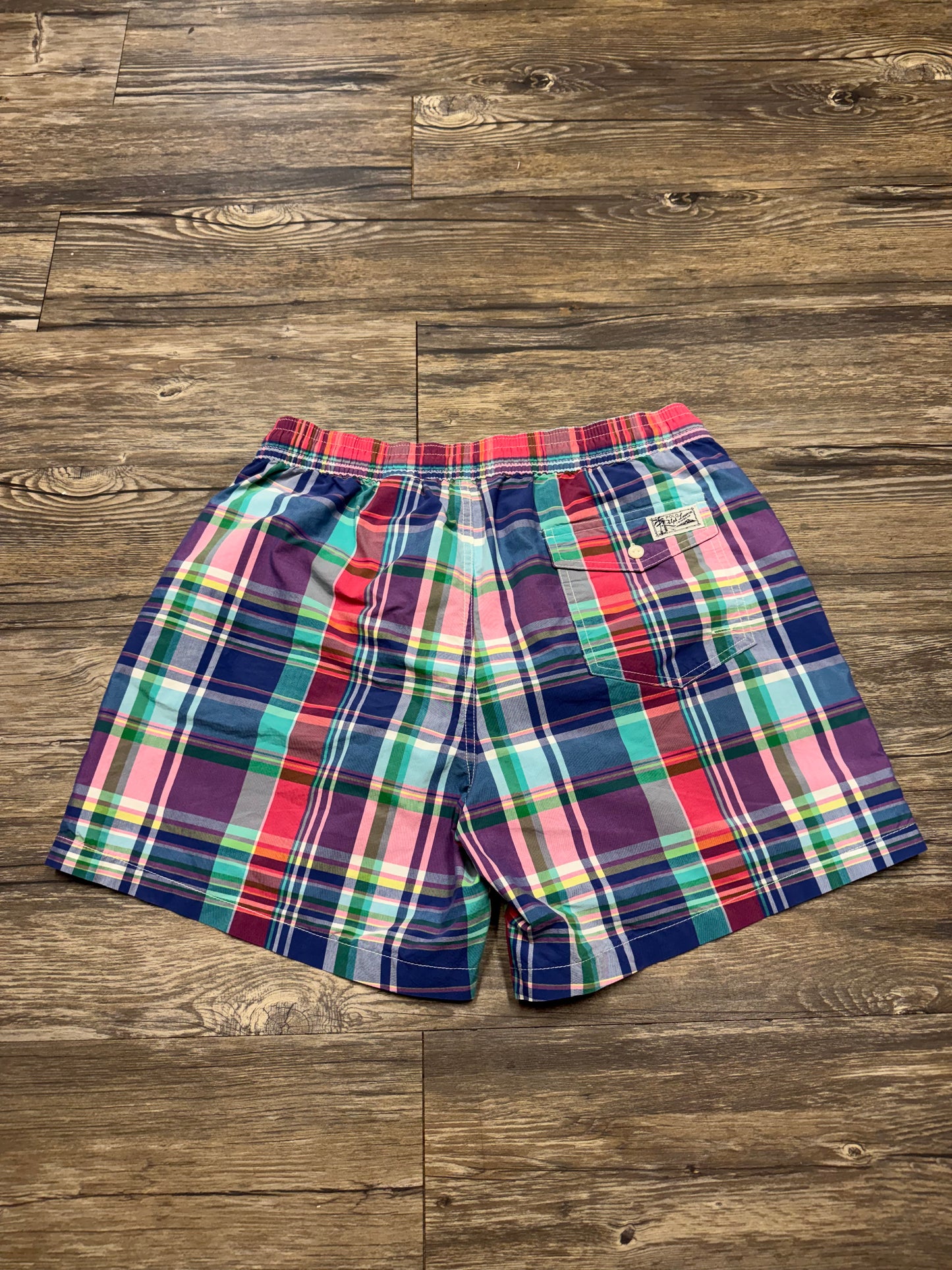 POLO RALPH LAUREN PLAID SWIM SHORTS (M)