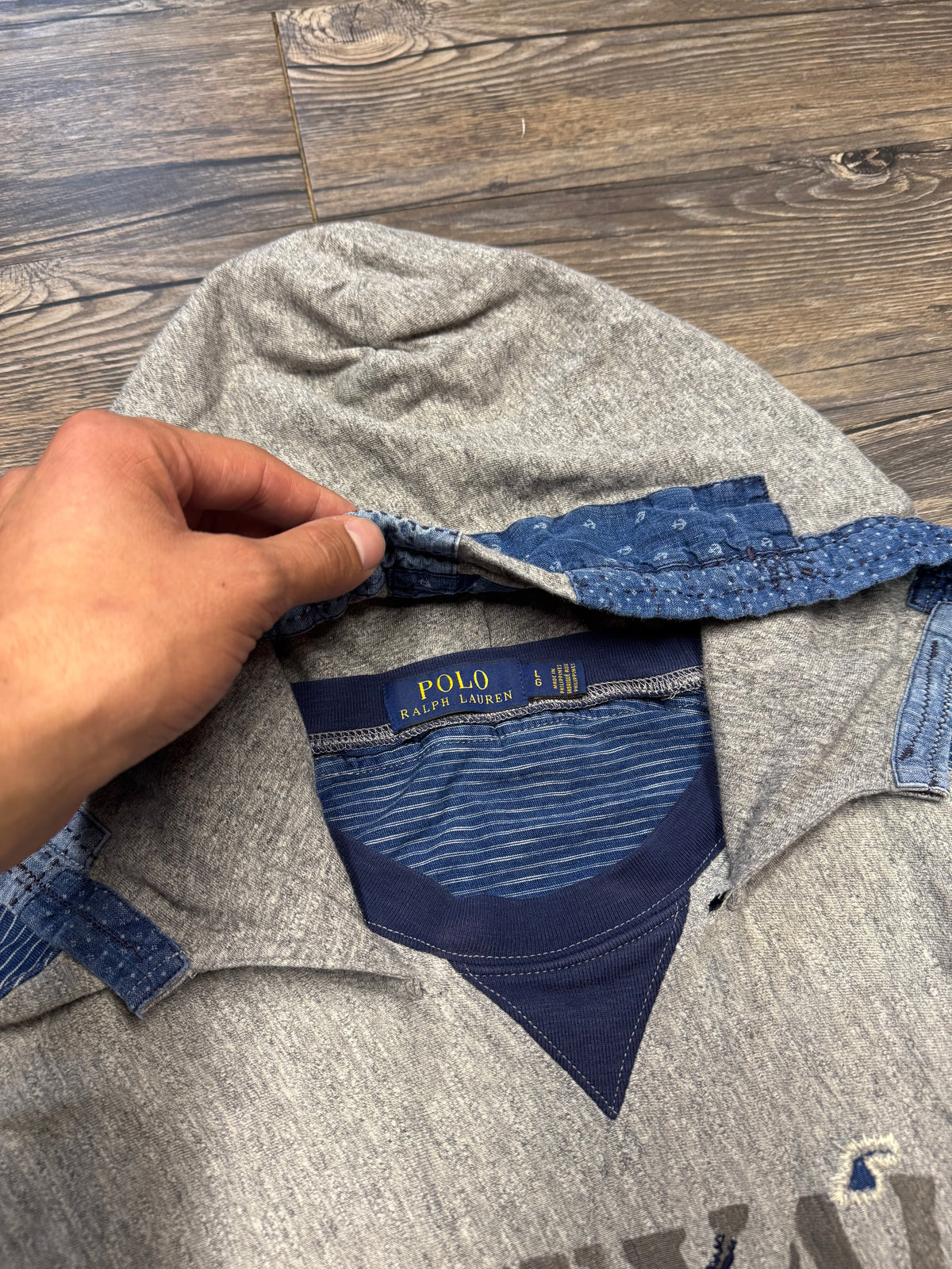 POLO RALPH LAUREN BOATYARD PATCHWORK STENCIL AFTERHOOD SWEATSHIRT (L)