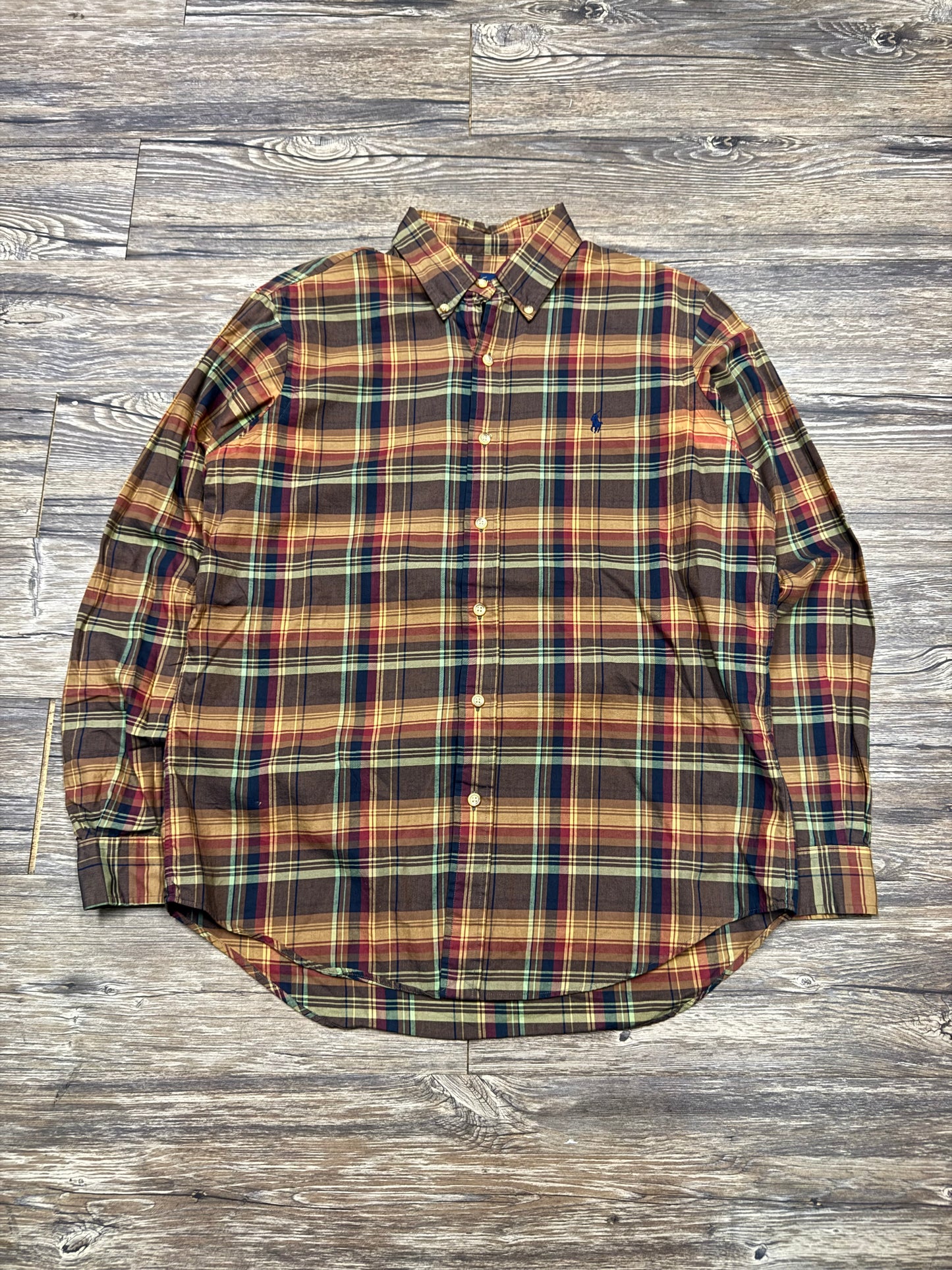 RALPH LAUREN BROWN PLAID SHIRT (M)