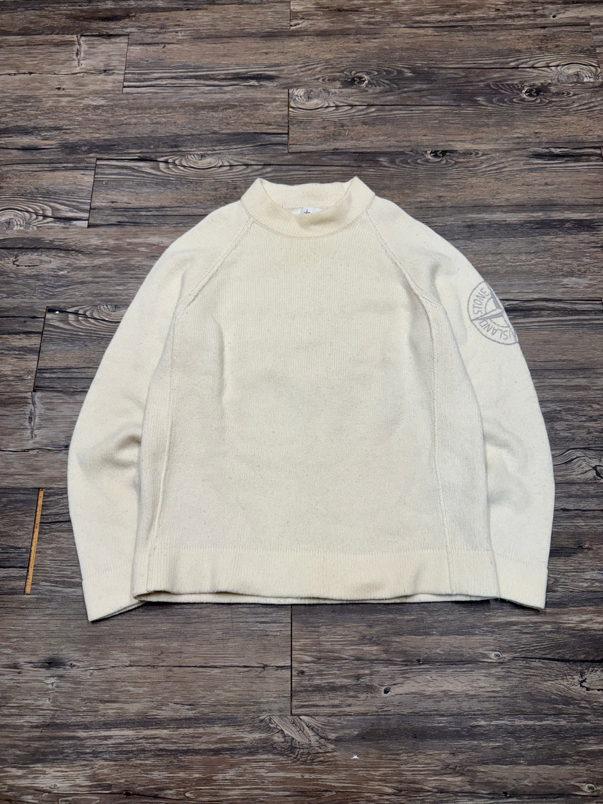 STONE ISLAND 1990’s MOCK NECK WOOL CREWNECK SWEATER (M)