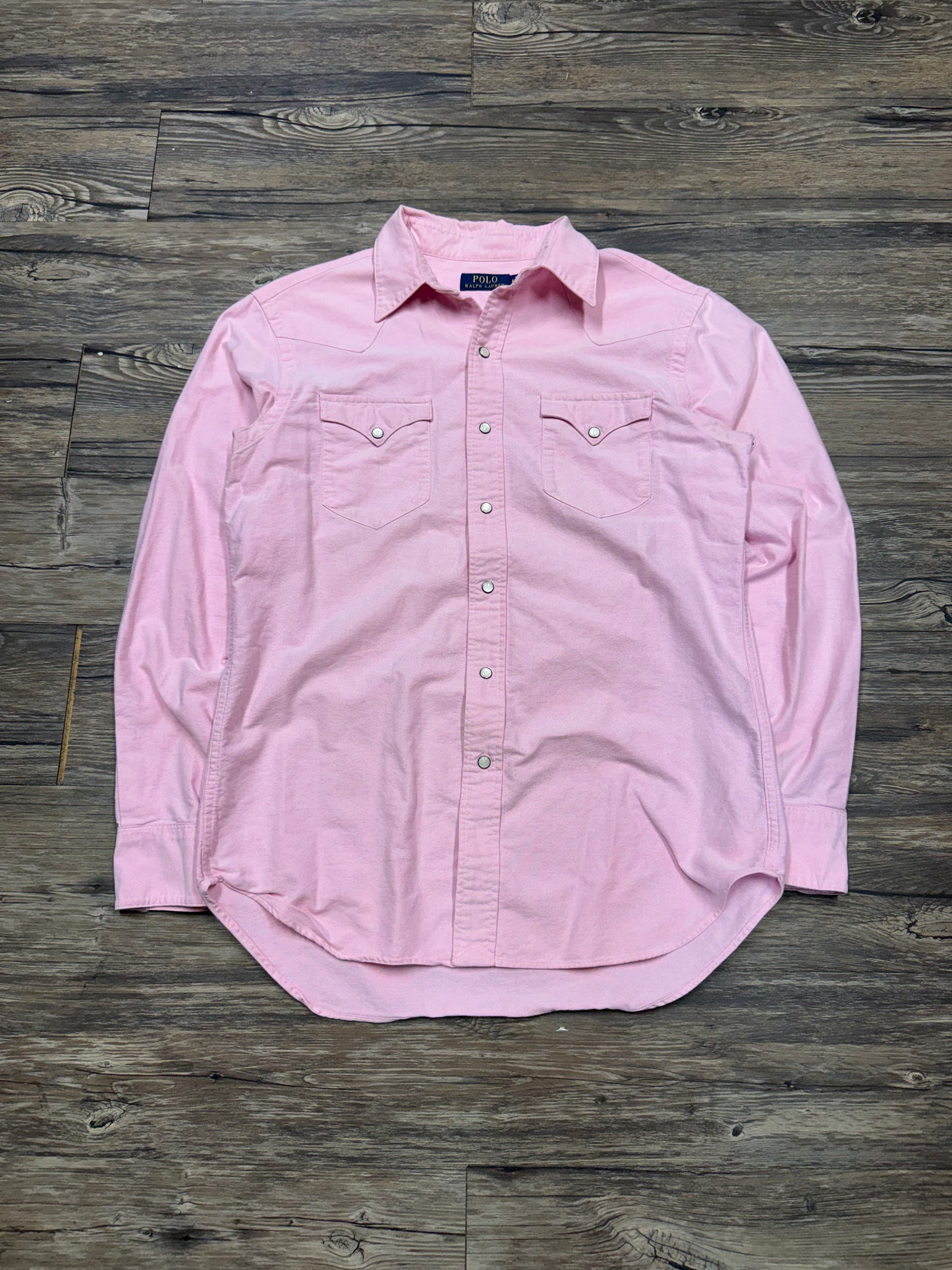 POLO RALPH LAUREN WESTERN STYLE BABY PINK BUTTON UP SHIRT (M)