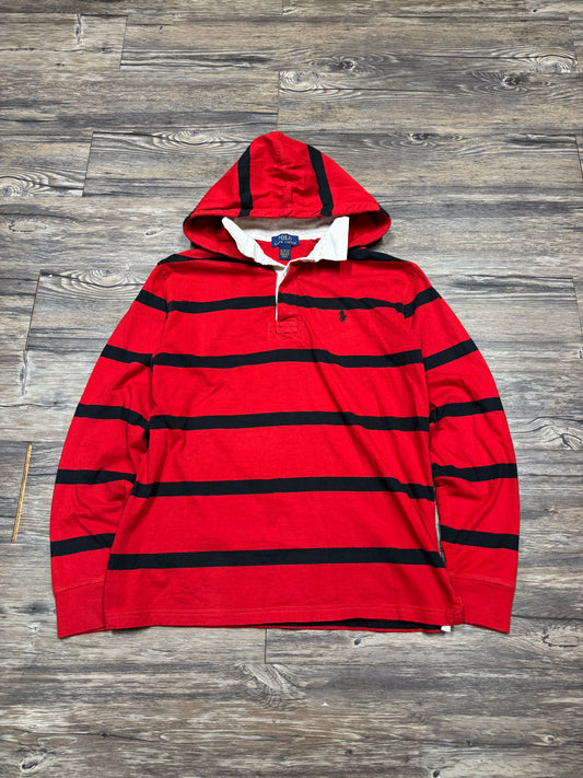 POLO RALPH LAUREN HOODED STRIPED RUGBY SHIRT (S)