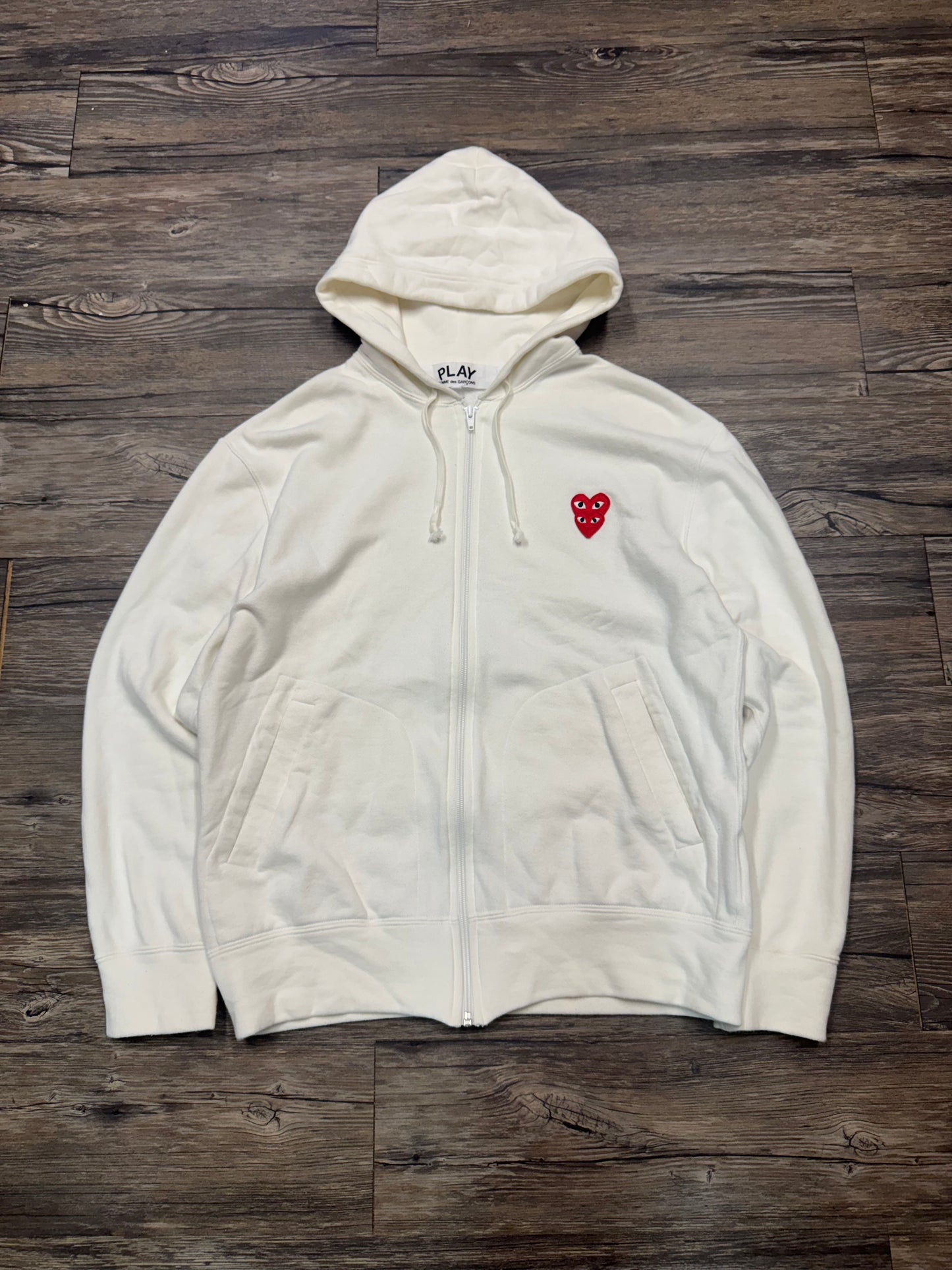 CDG DOUBLE HEART KANGAROO POCKET ZIP UP (L)