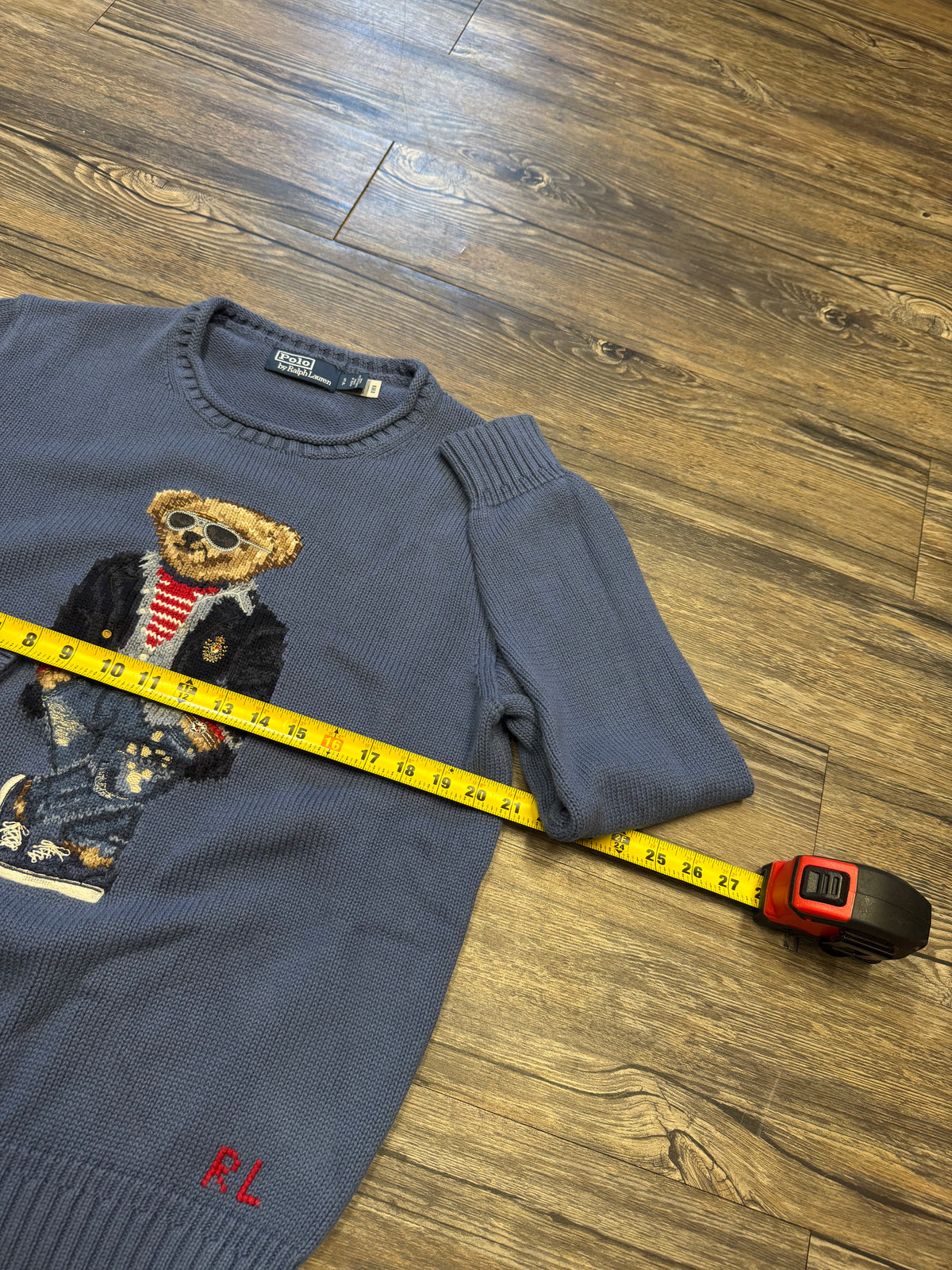 POLO RALPH LAUREN BLUE HEAVEN RAGATTA BEAR KNIT SWEATER (S)
