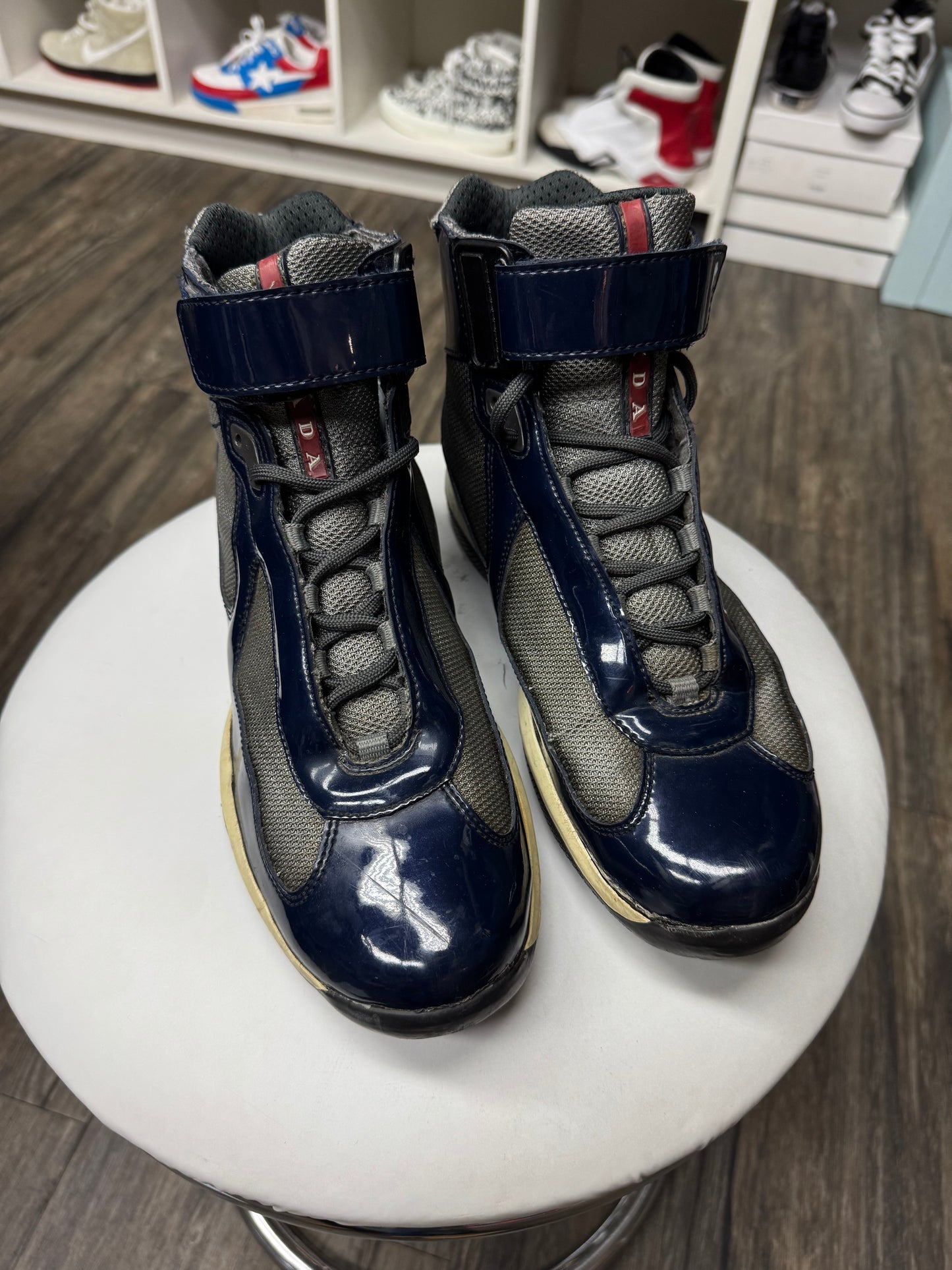 PRADA PATENT LEATHER HITOP CUPS (9-9.5)