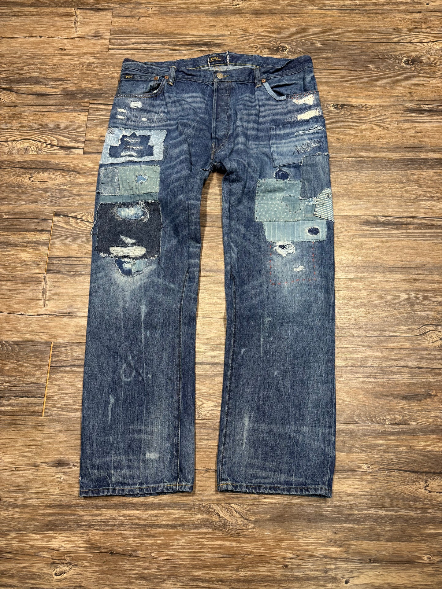 POLO RALPH LAUREN DISTRESSED & PATCHED DENIMS (38)